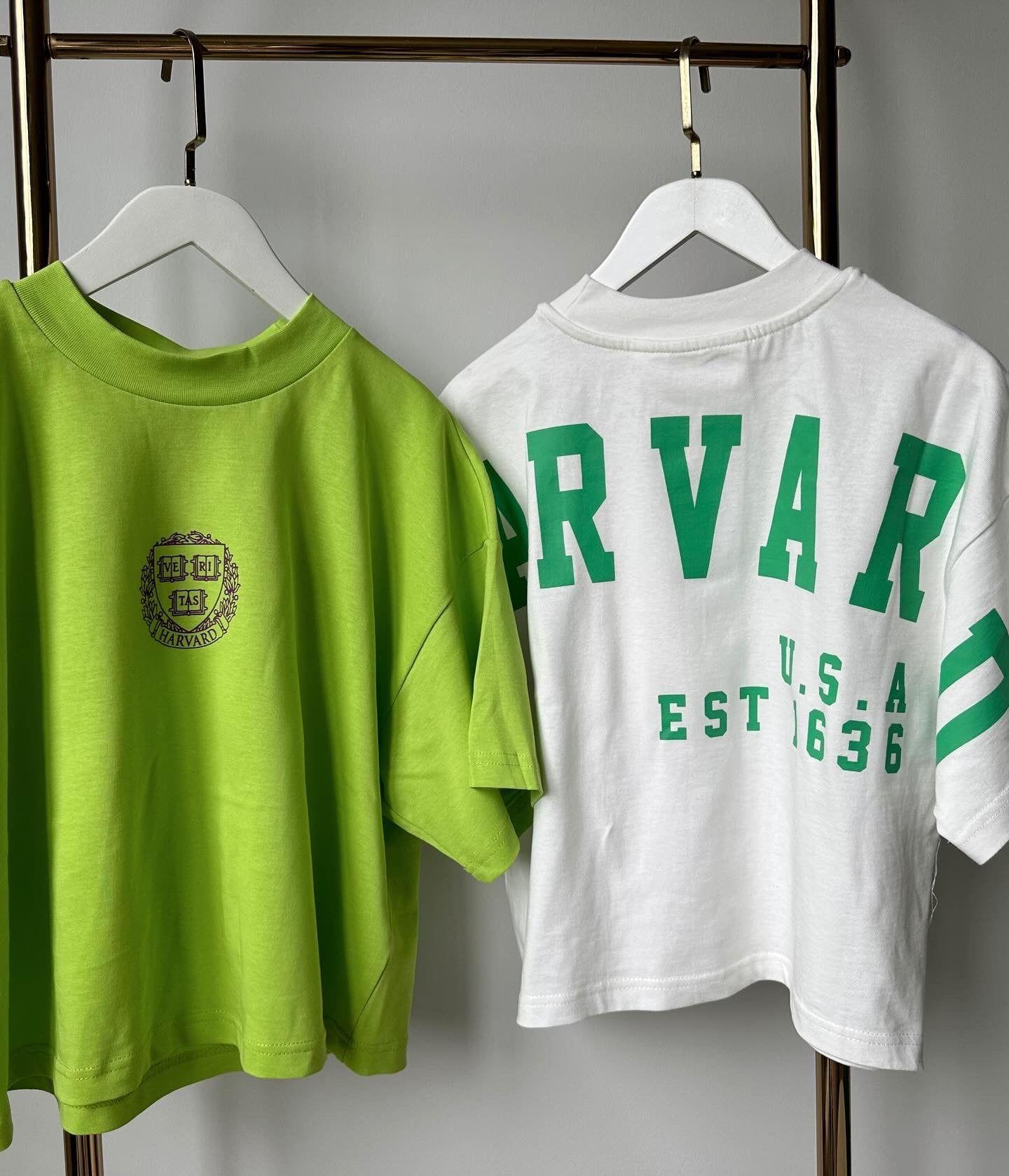 Harvard Baskı T-shirt Yeşil / Beyaz