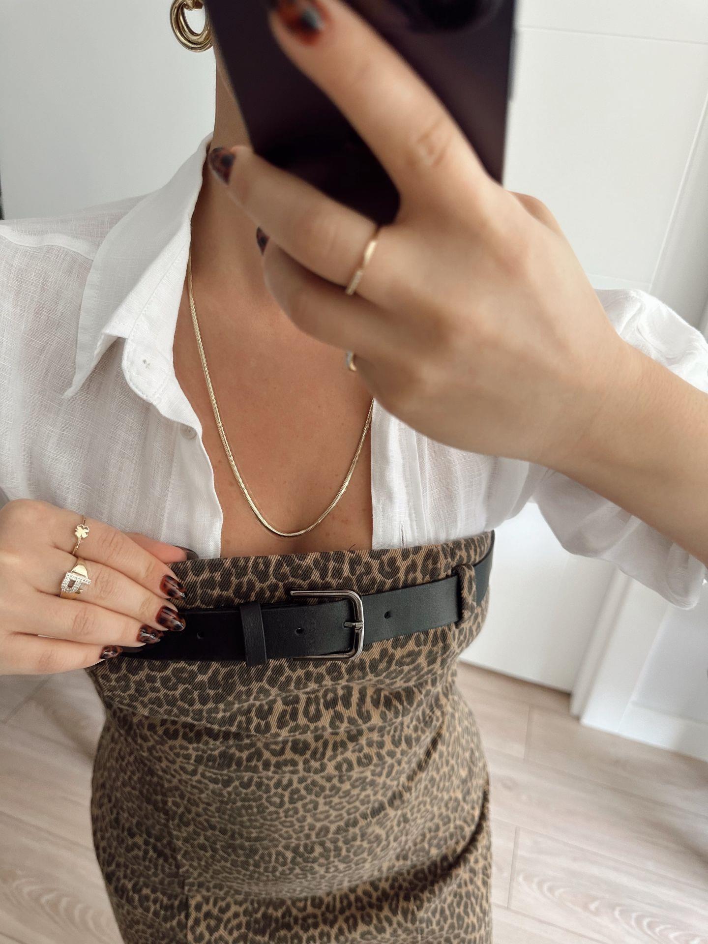 Kemer Detaylı Mini Elbise Leopar Desen