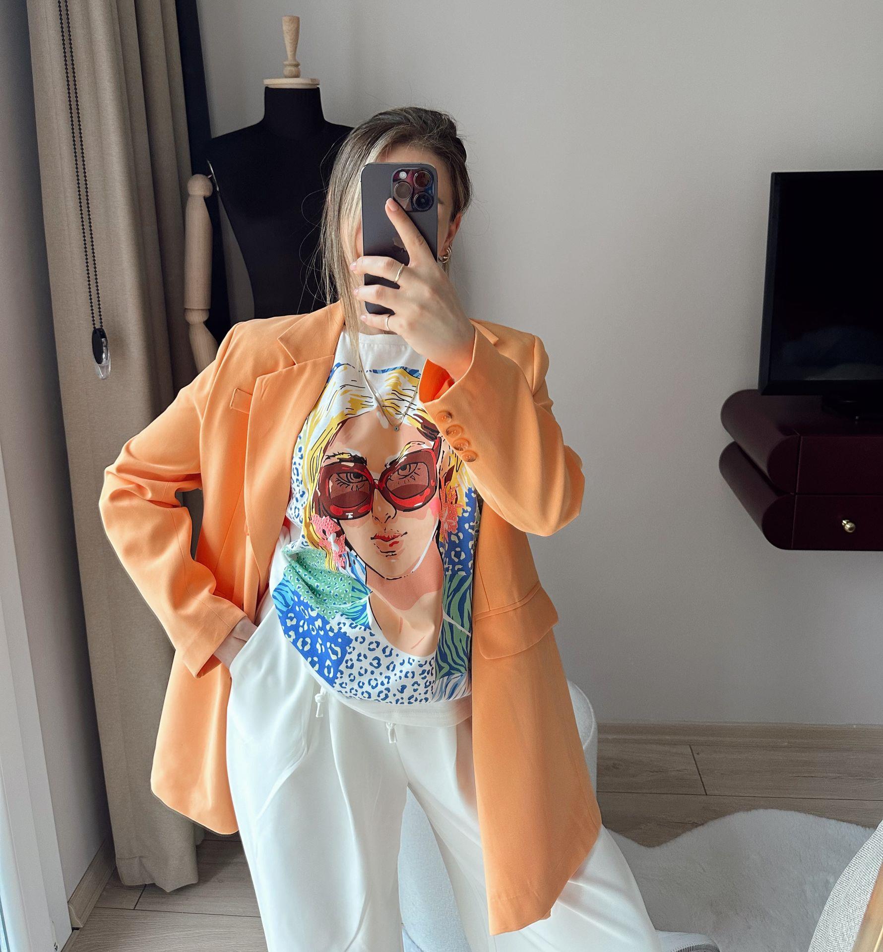 Kruvaze Yaka Oversize Blazer Ceket Somon