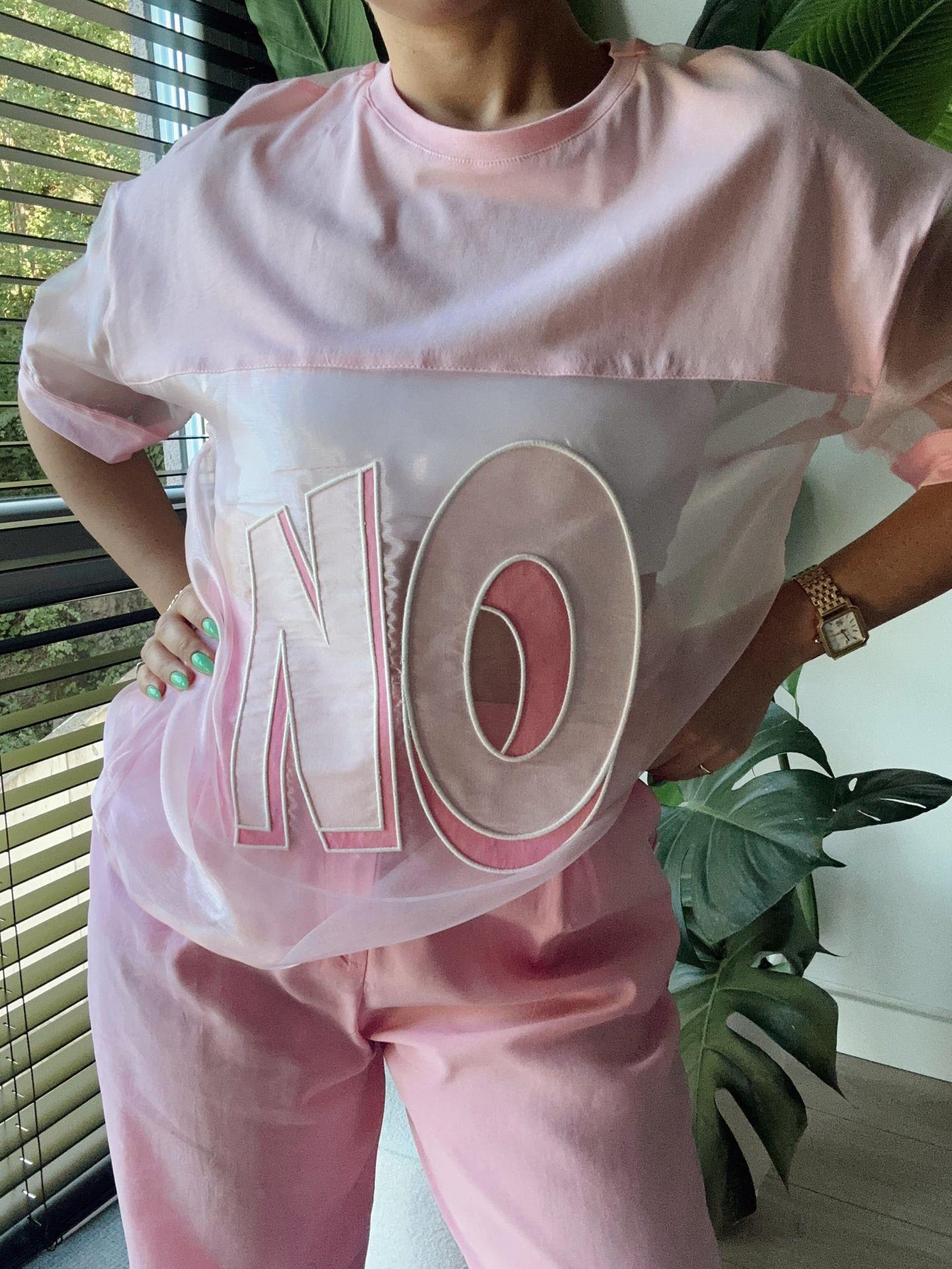 Organze Detaylı Tshirt Pembe