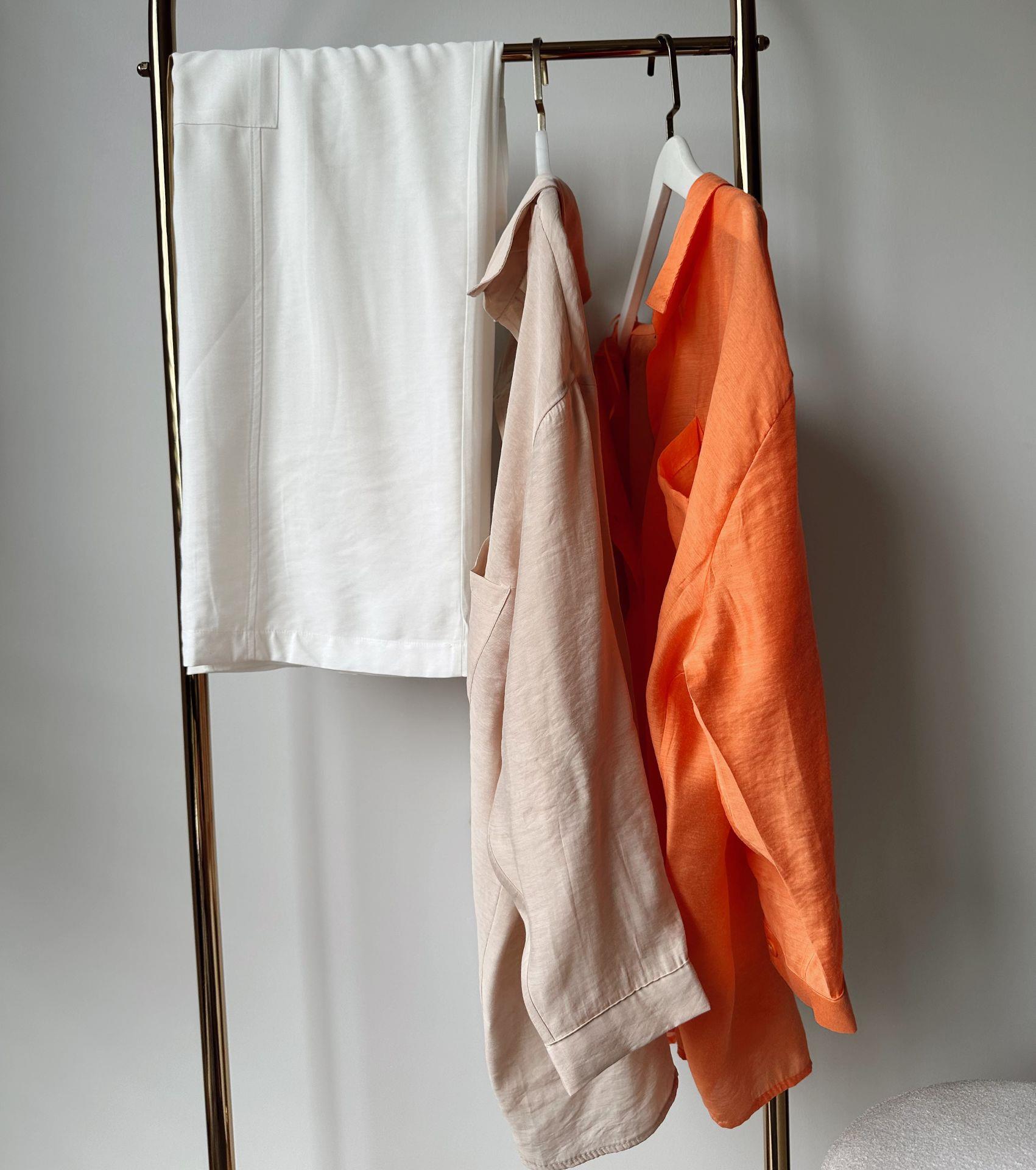 Oversize Gömlek Saks / Turuncu / Krem