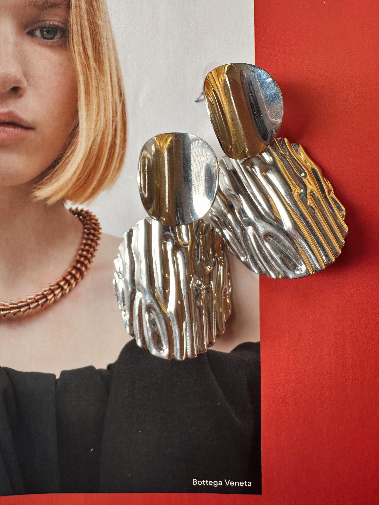 Vintage Plaka Desen Gold / Silver Küpe