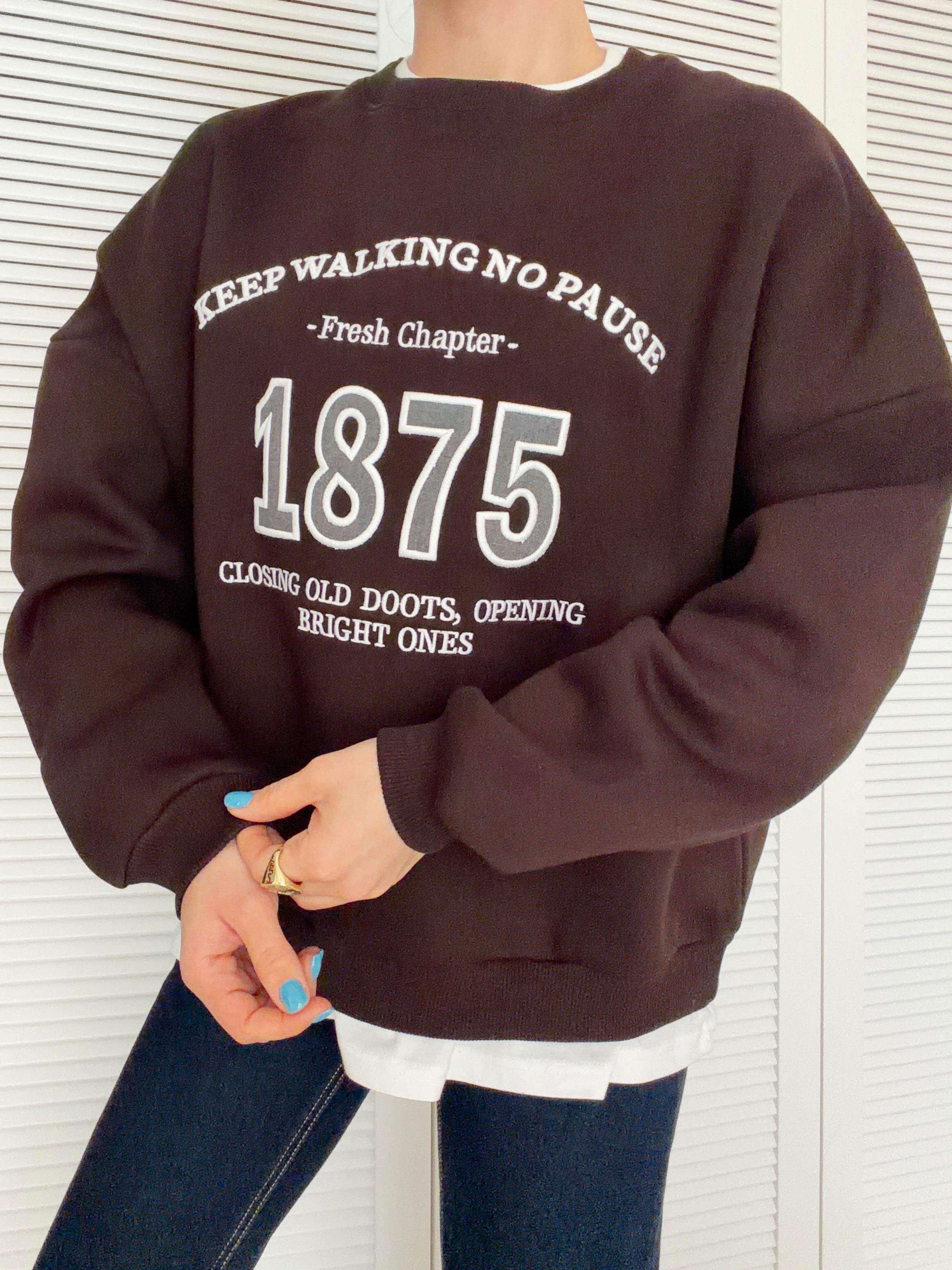 Baskı Detaylı Basic Tshirt Birleşik Sweat Kahverengi