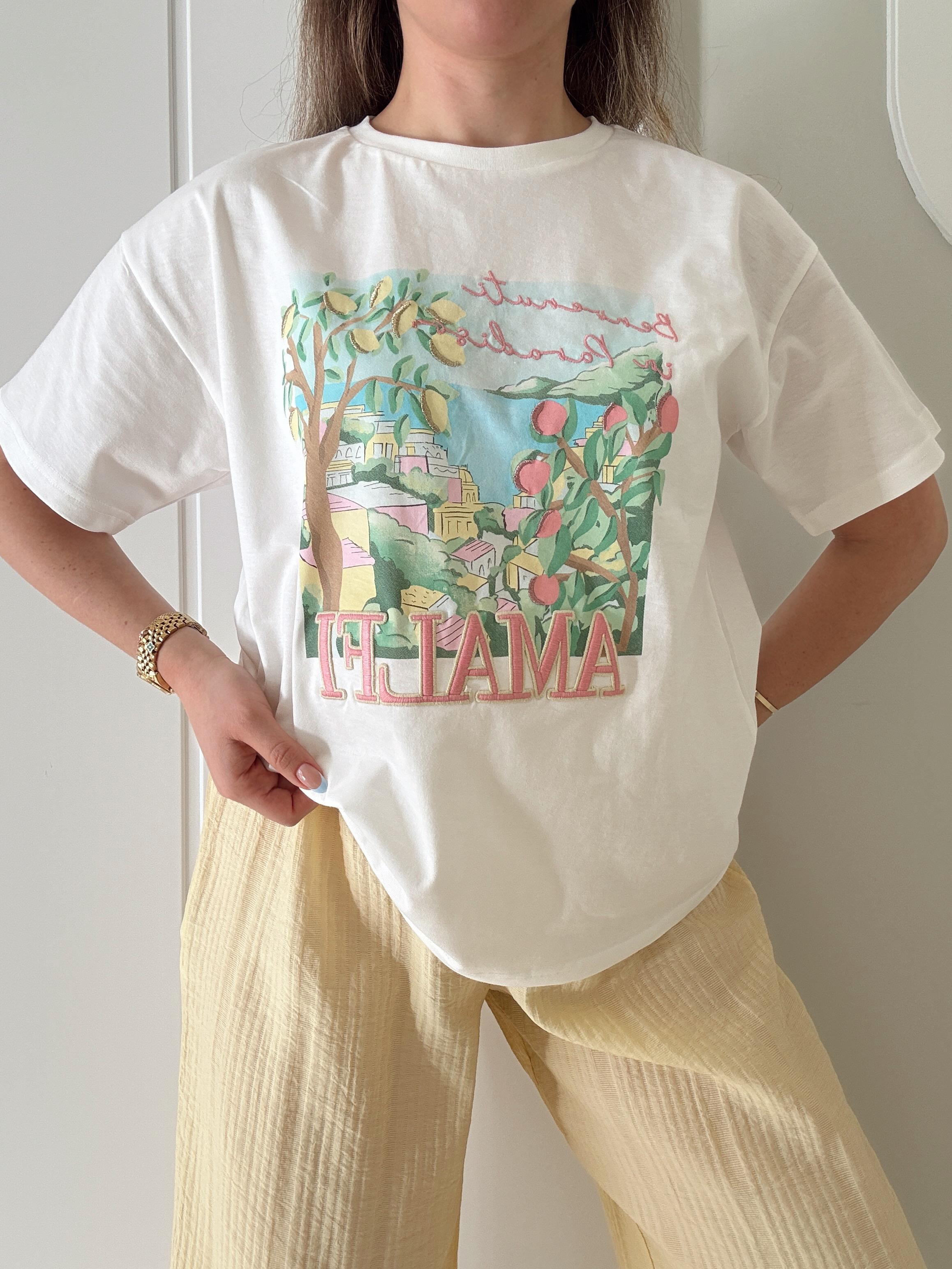 Baskı Detaylı Tshirt AMALFI Ekru