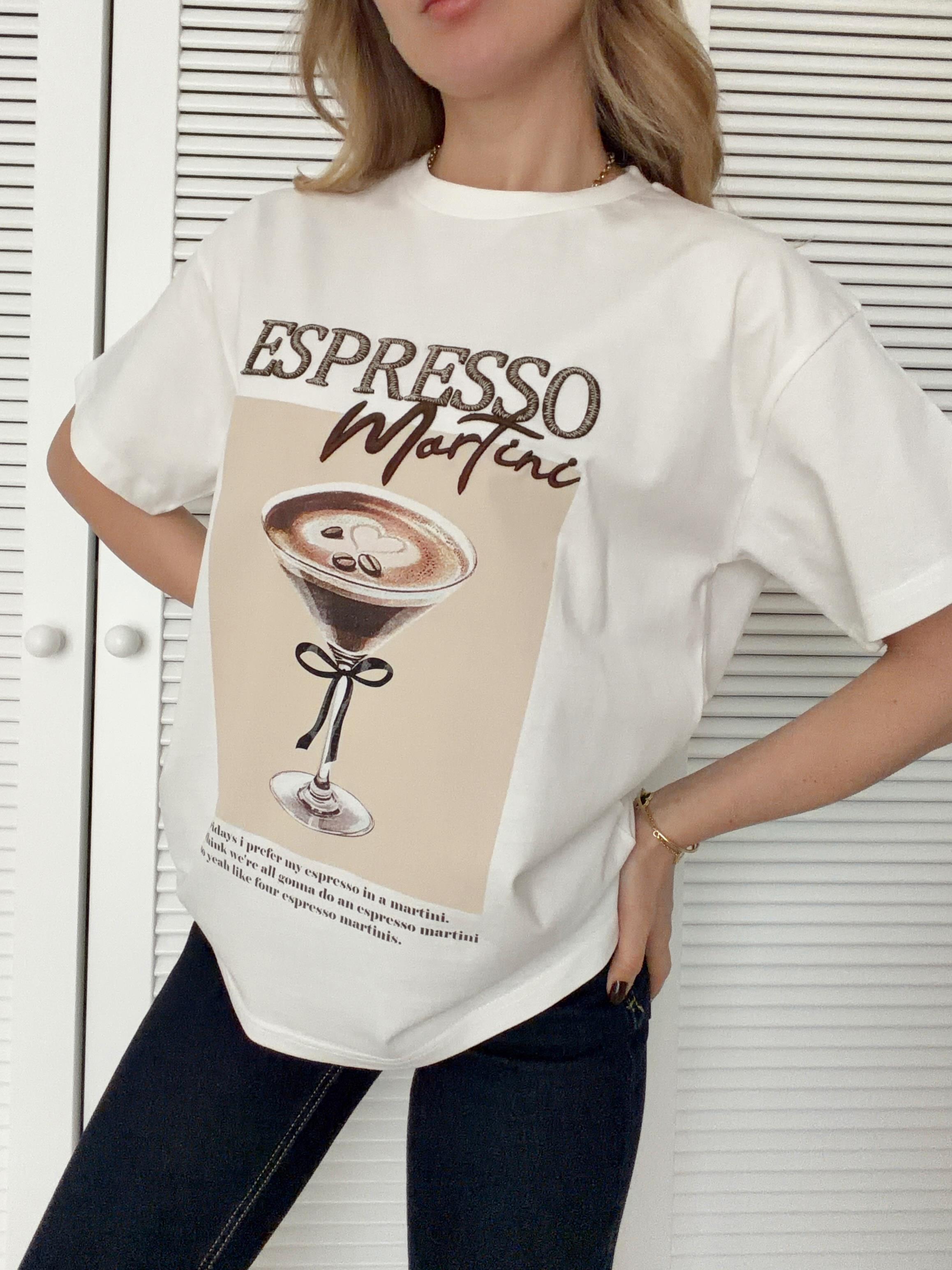 Baskı Detaylı Tshirt Ekru ESPRESSO
