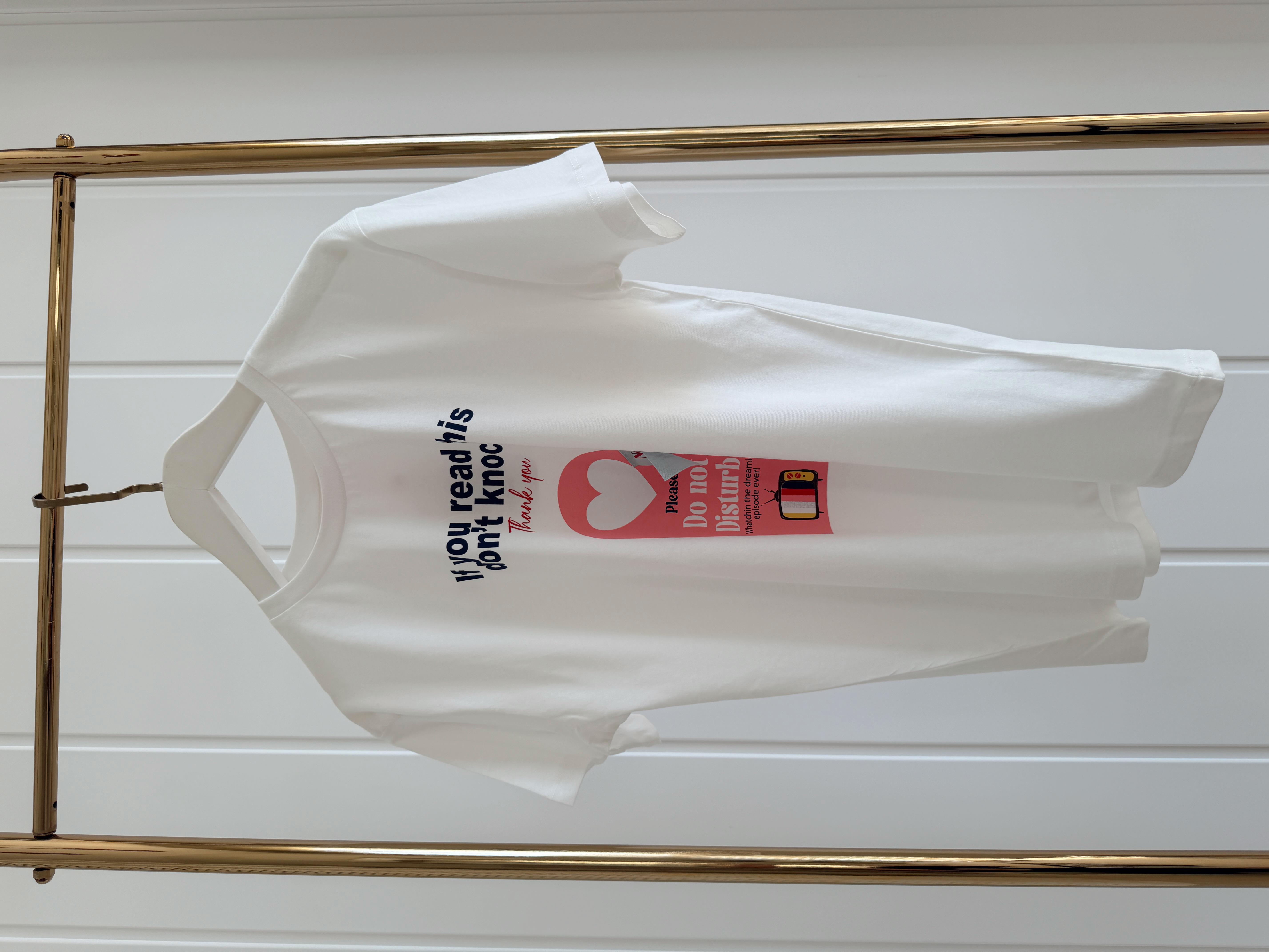 Baskı ve Etiket Detaylı Oversize Tshirt Ekru