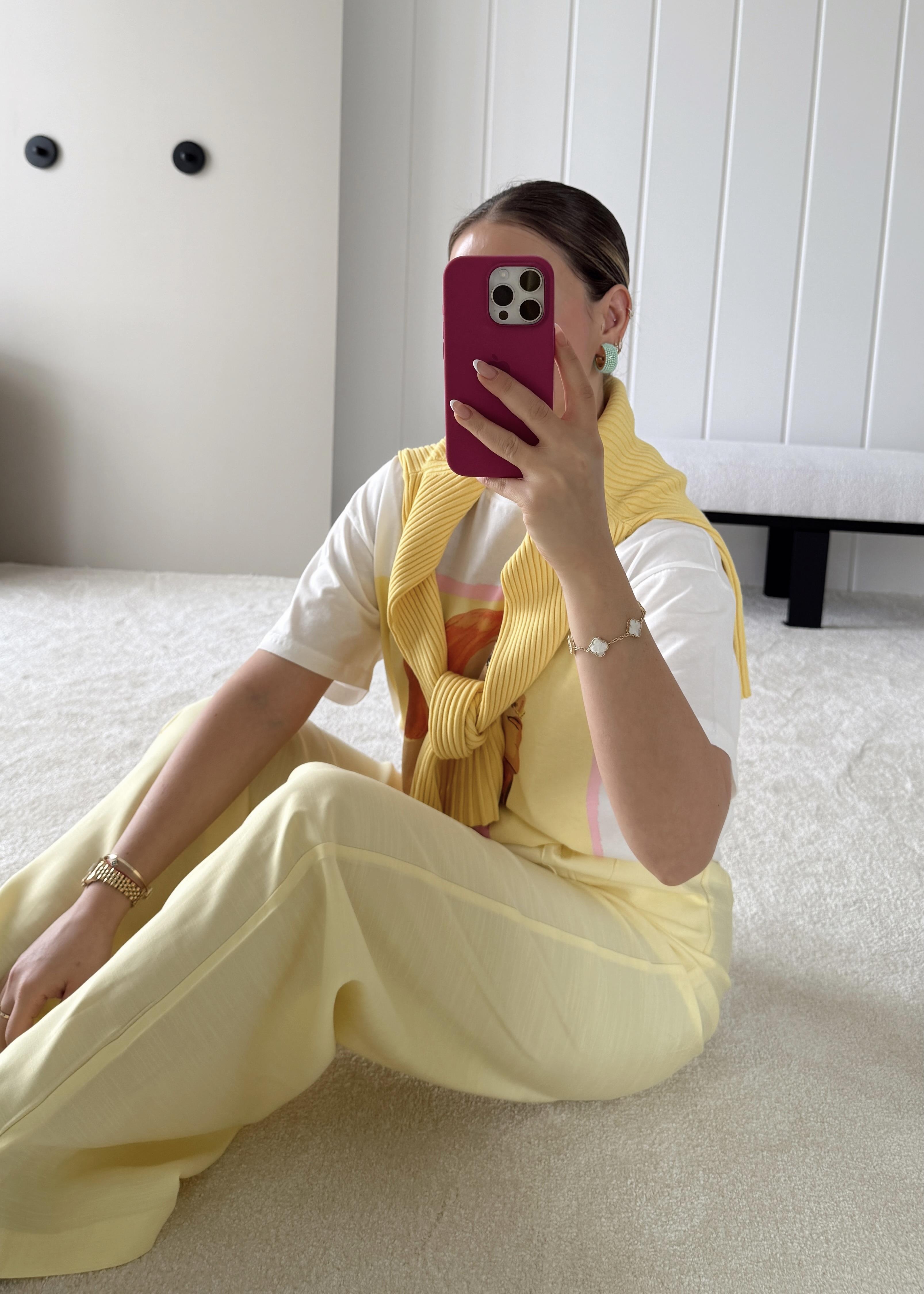 Baskılı Oversize Tshirt Sarı 