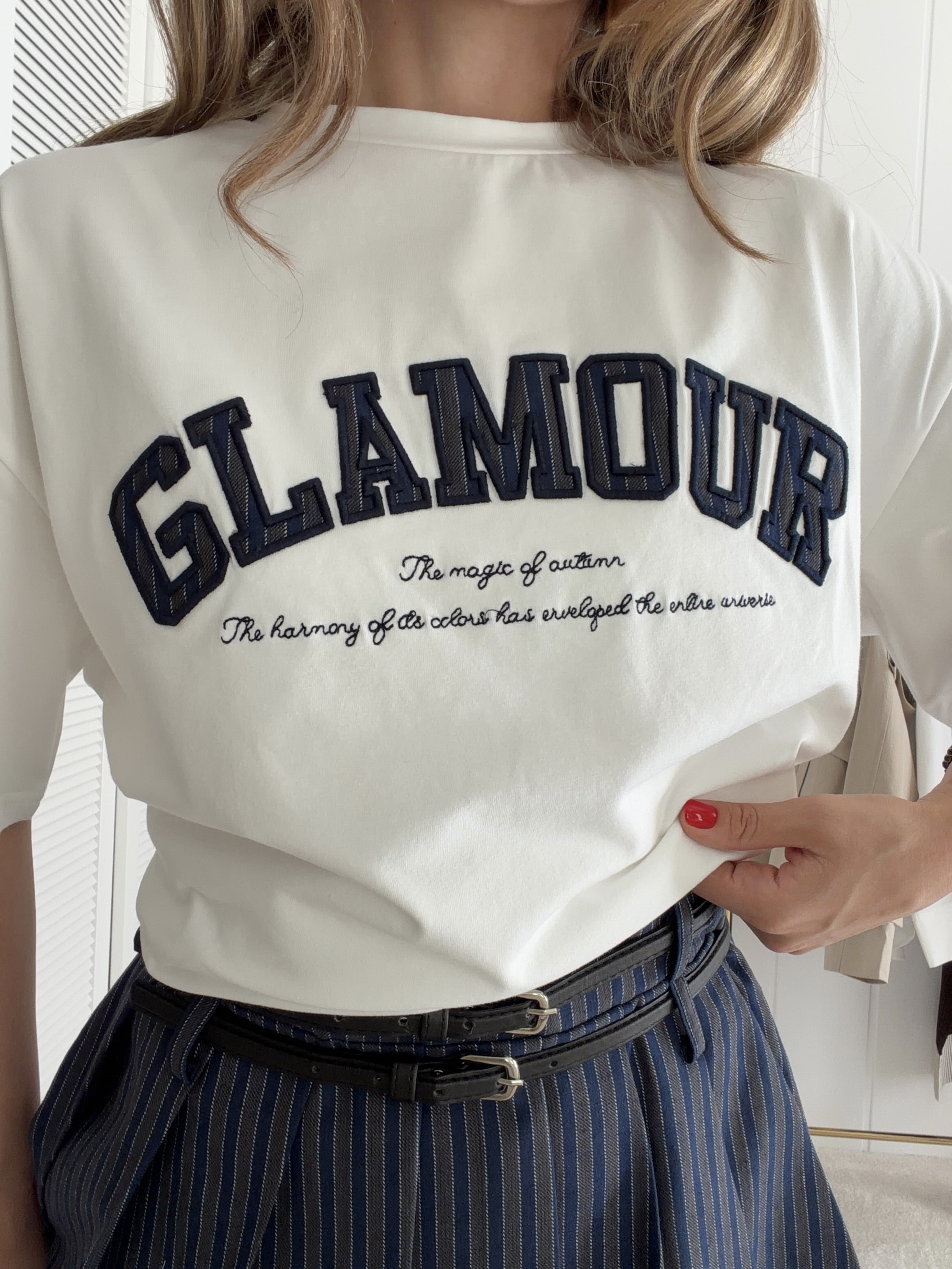 Baskılı Tişört Ekru GLAMOUR
