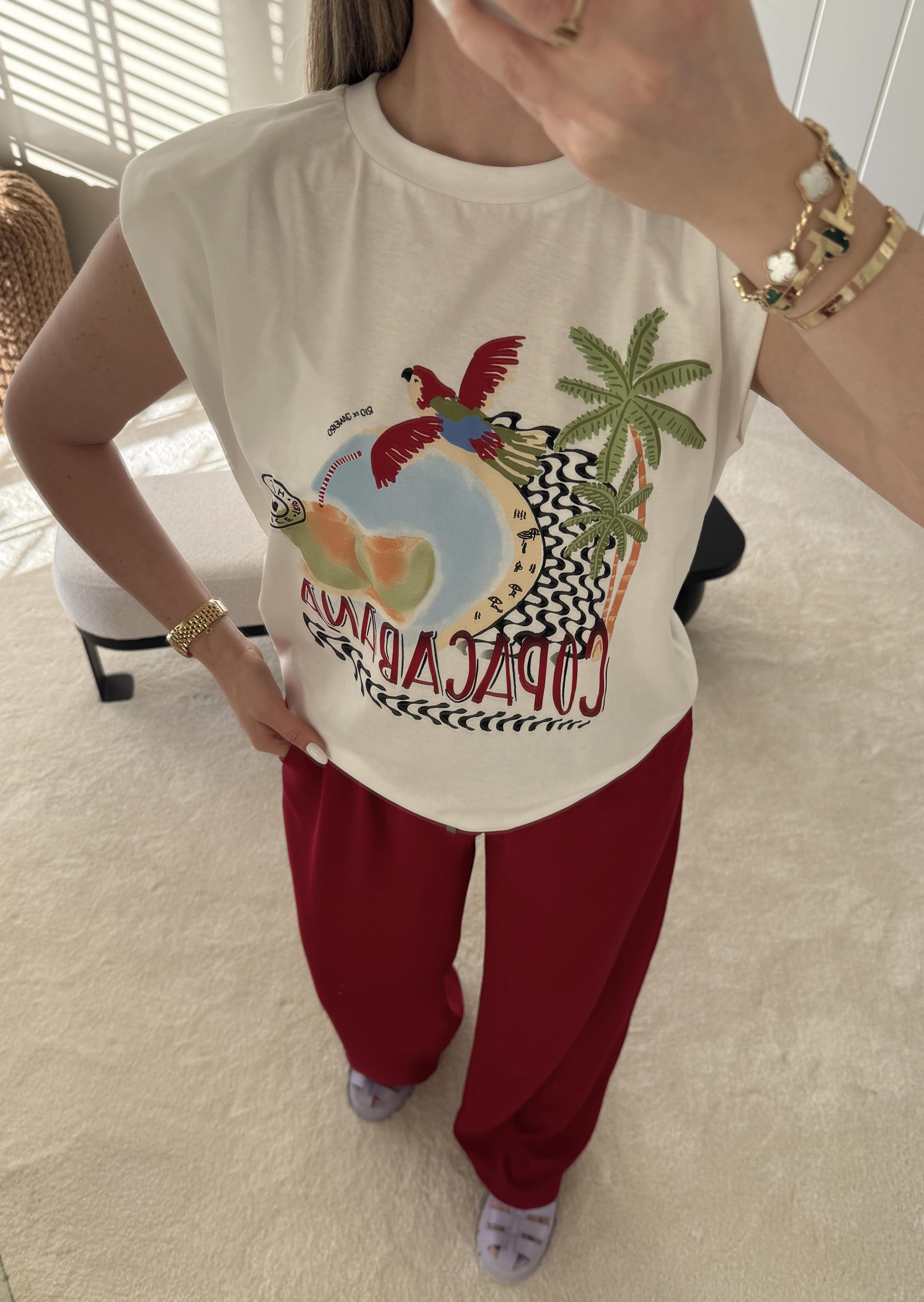 Beli Lastikli Bol Paça Rahat Kalıp Pantolon Vişne Kırmızı
