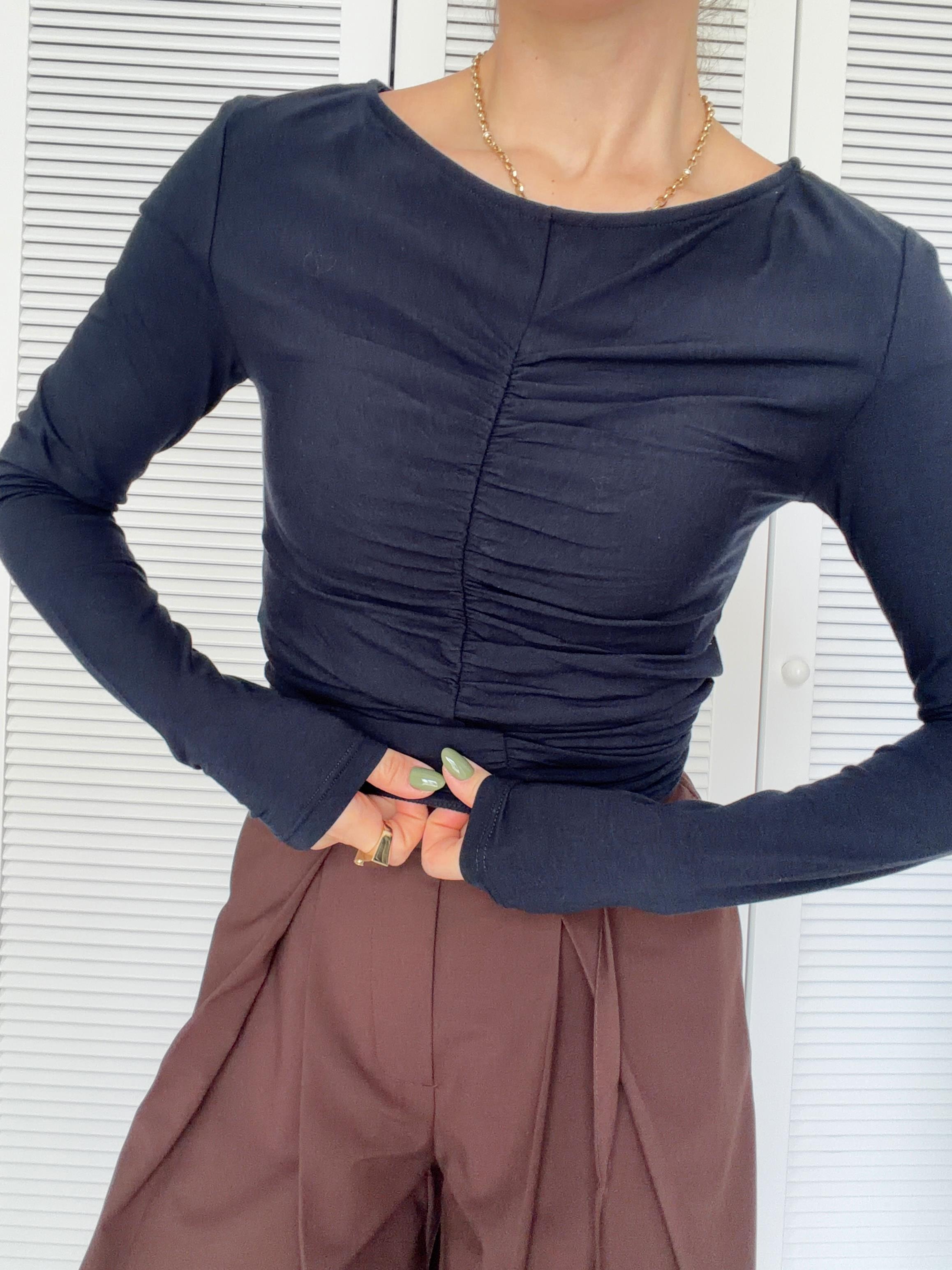 Büzgülü Body Lacivert