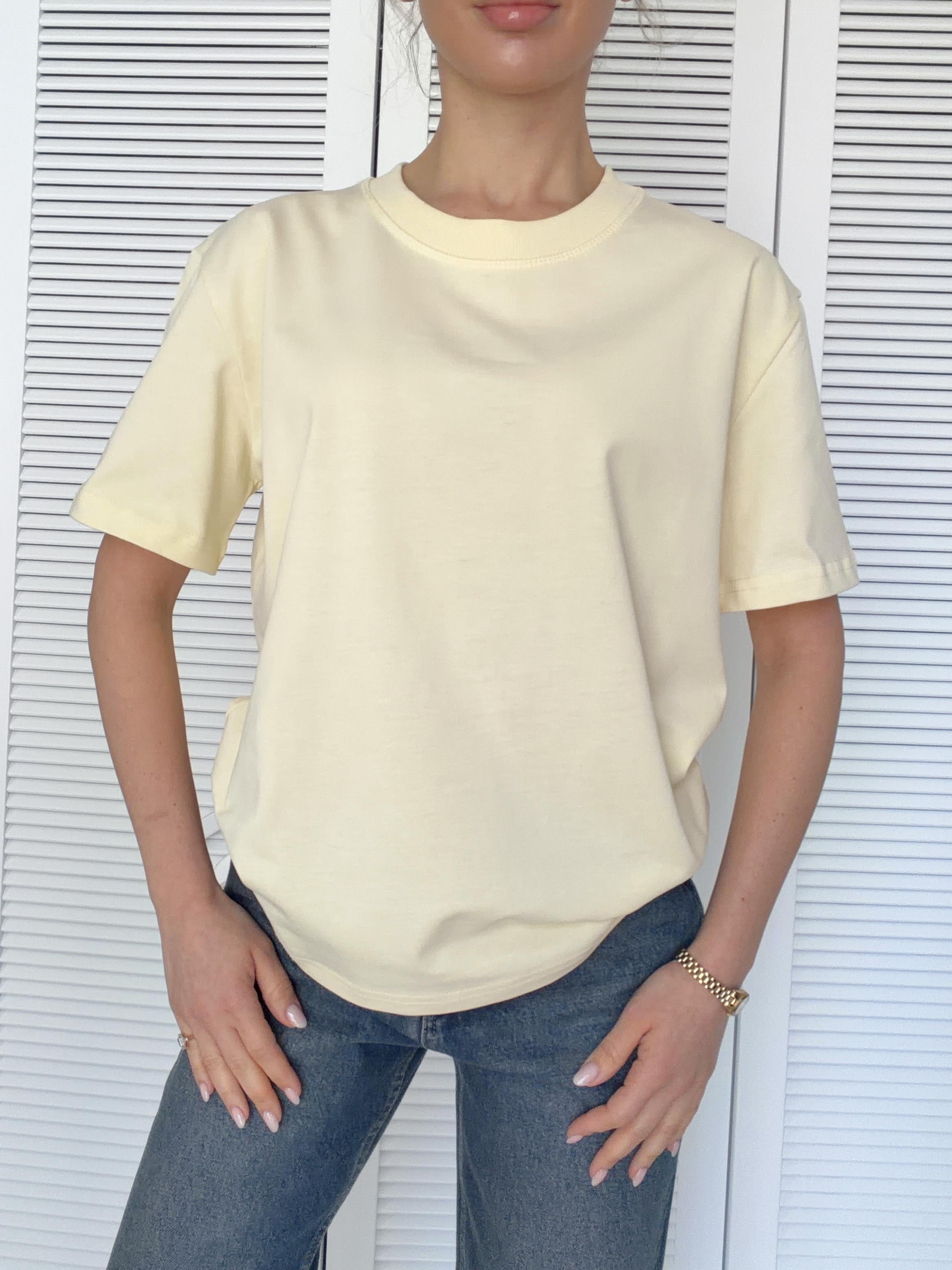Dekoratif Dikişli Bisiklet Yaka Tshirt Sarı