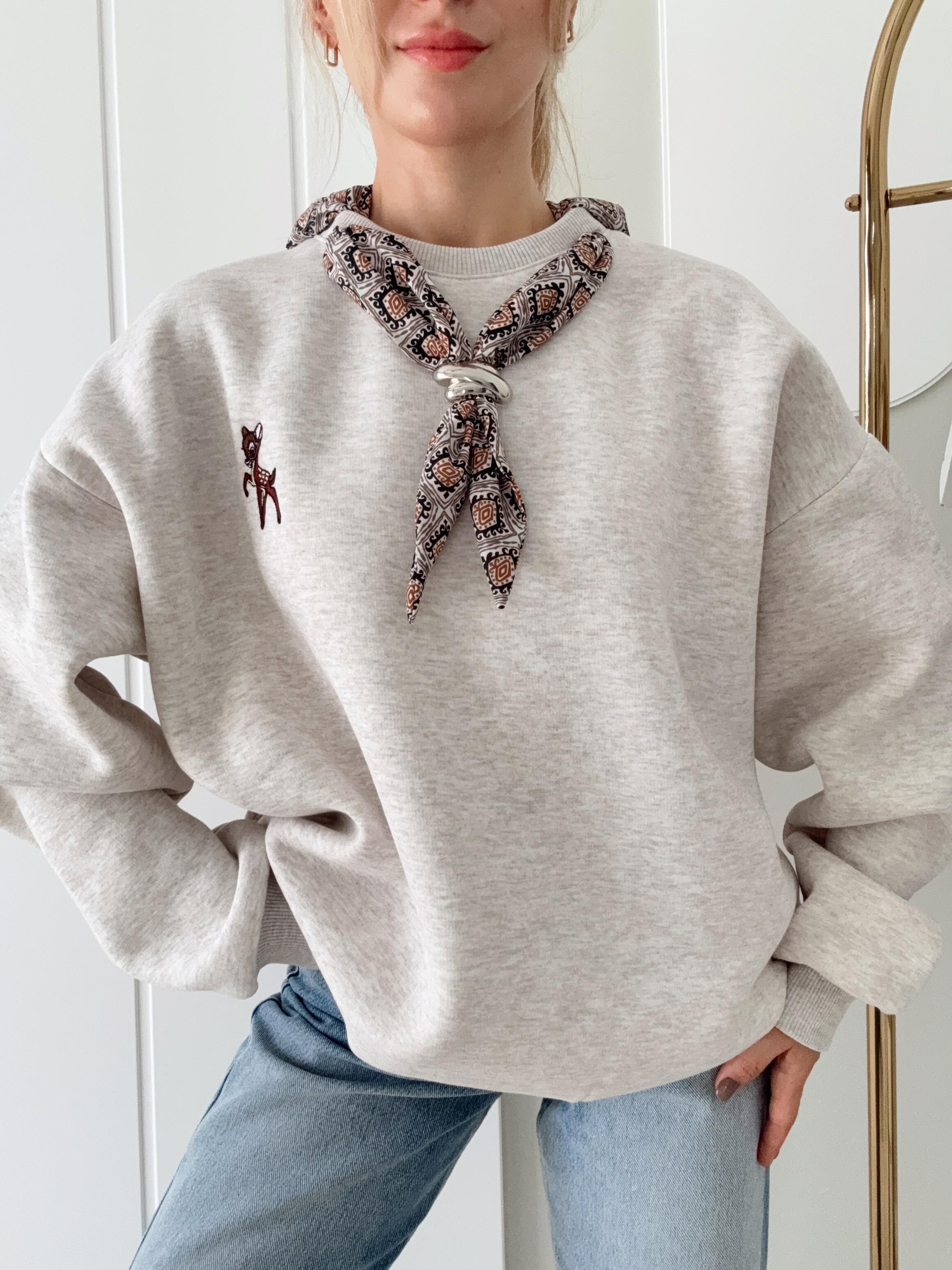 Fularlı Sweatshirt Ceylan Baskılı 