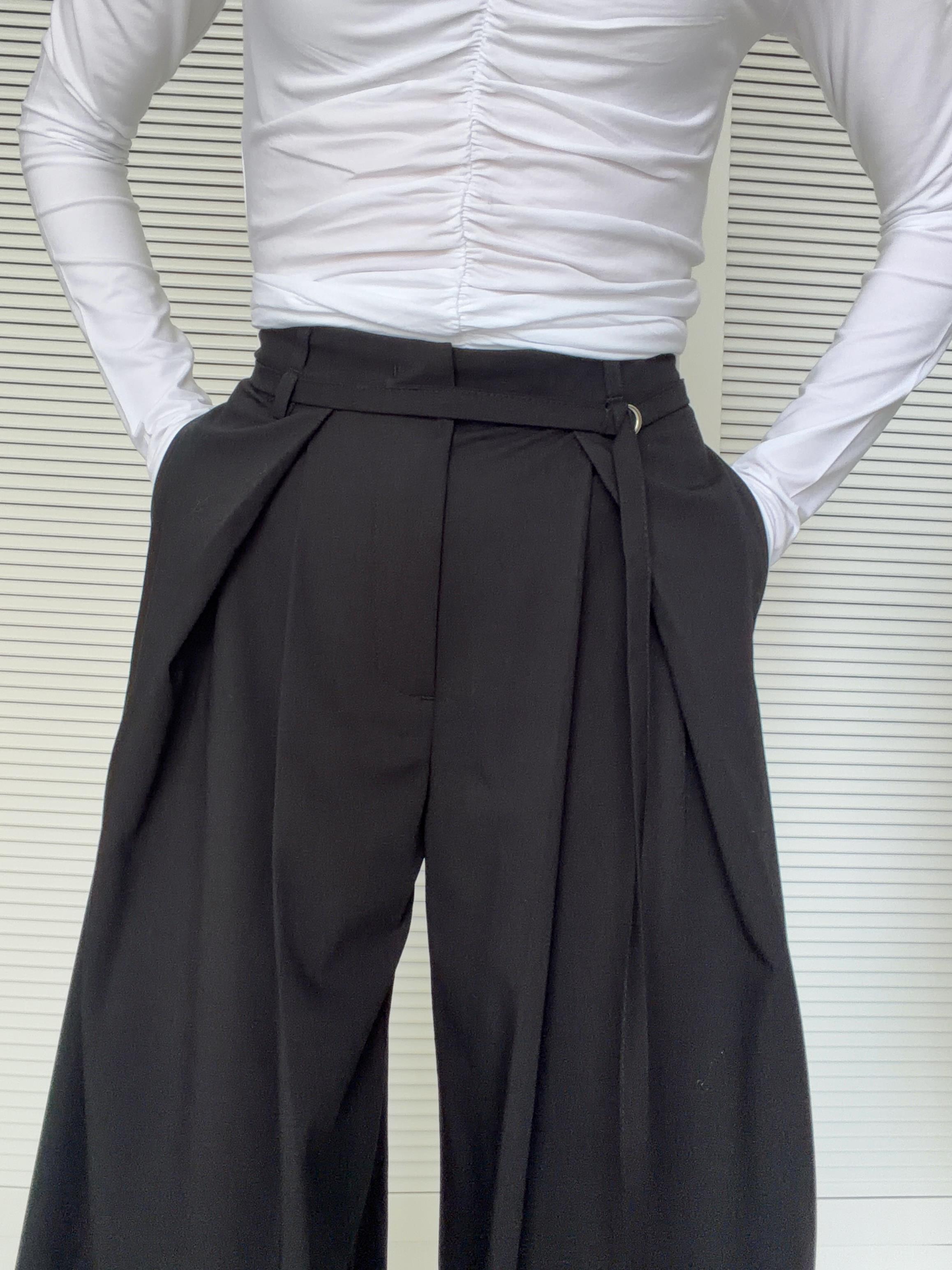İnce Kemerli Pantolon Siyah