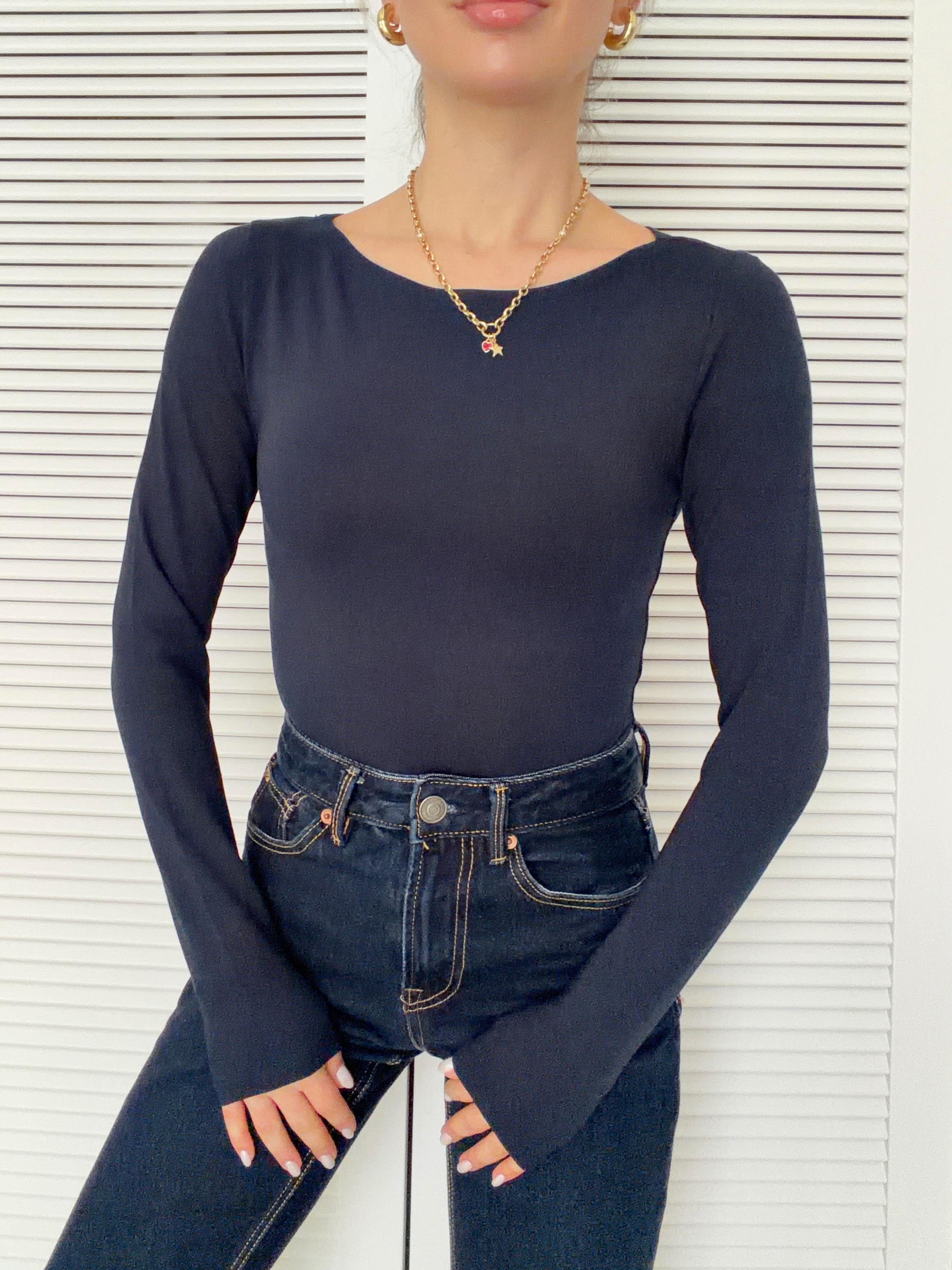 Kayık Yaka Bodysuit Lacivert