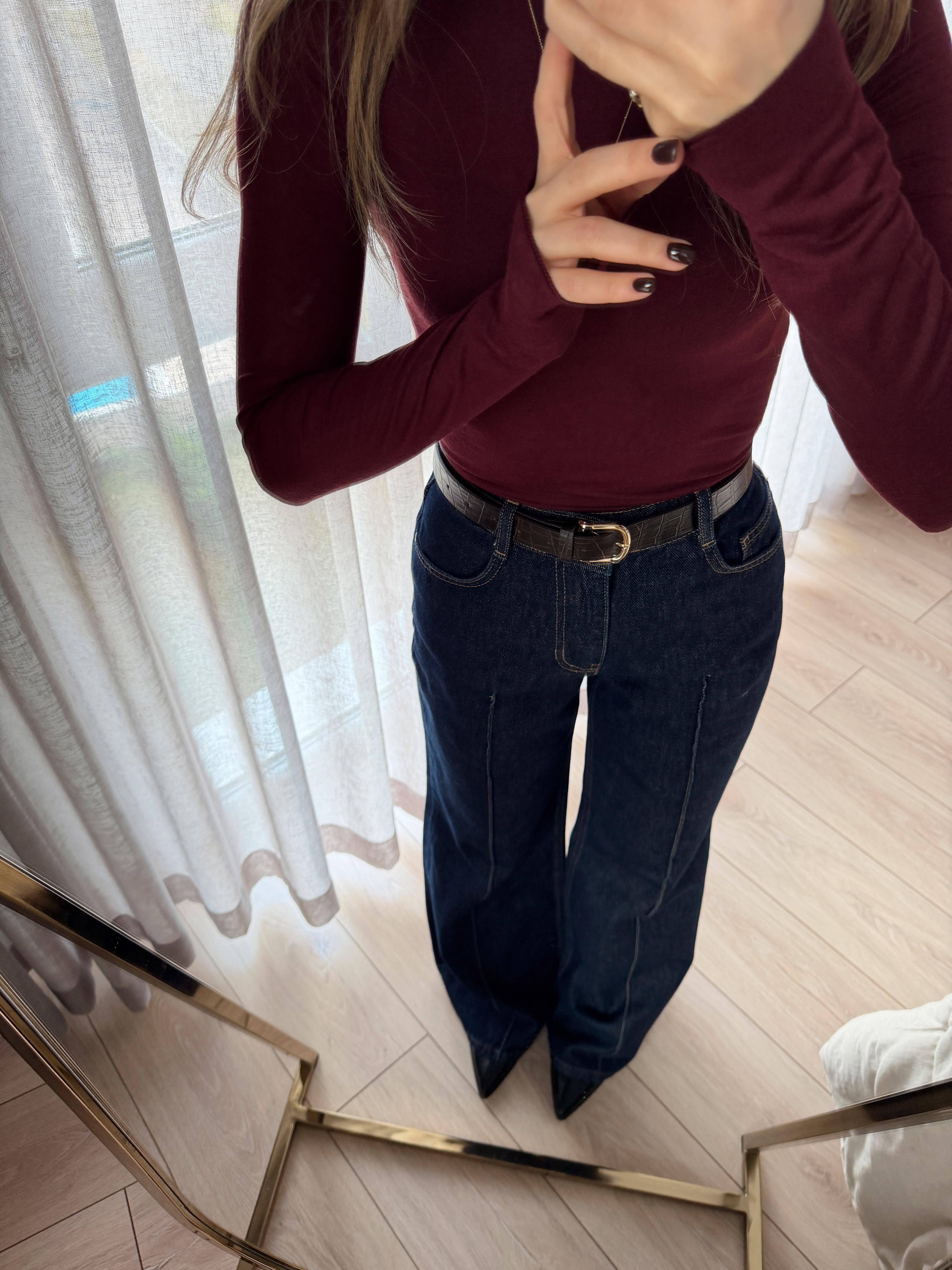Kemerli Jean Pantolon Lacivert