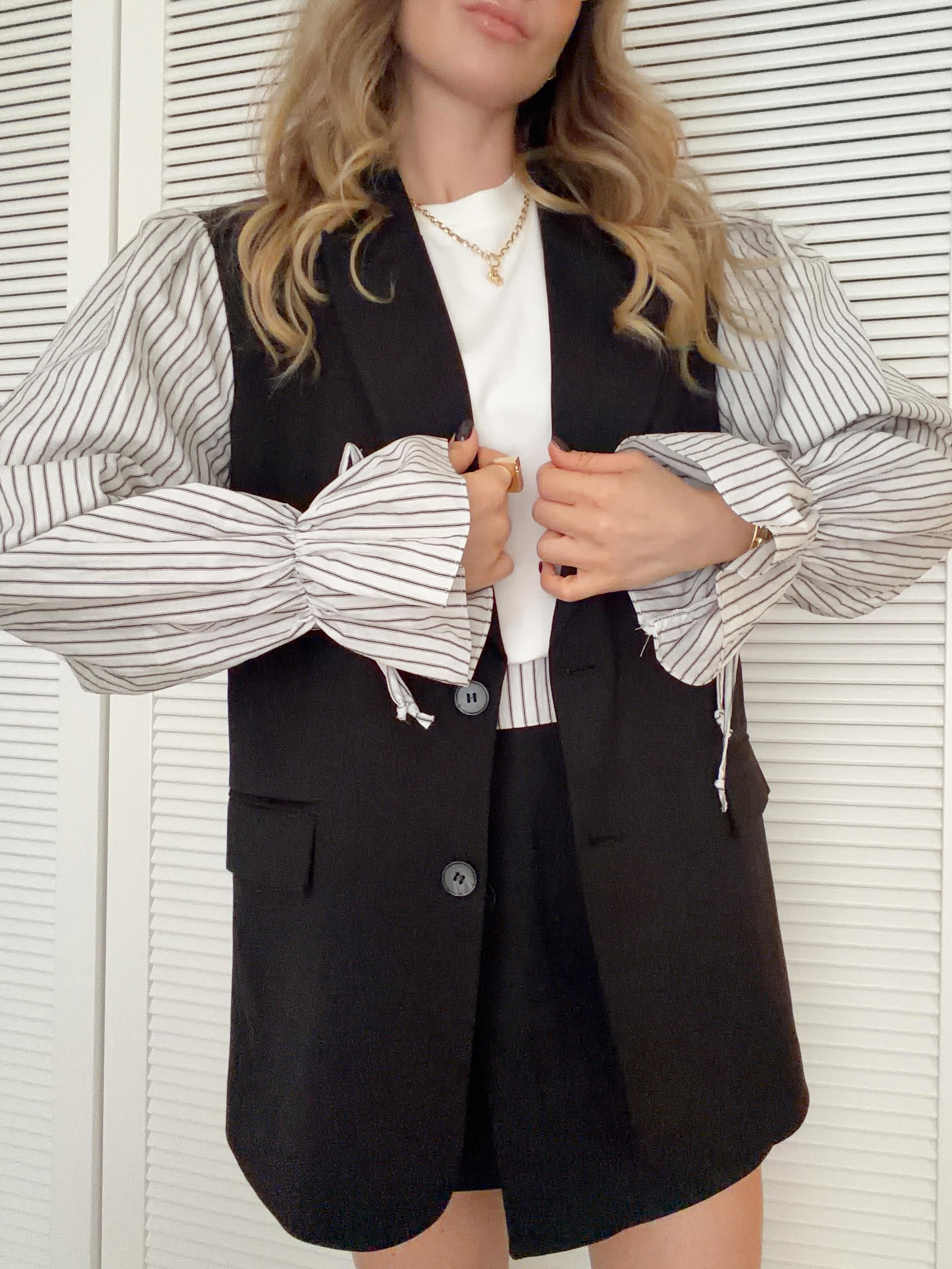 Kolları Gömlek Detaylı Blazer Ceket 