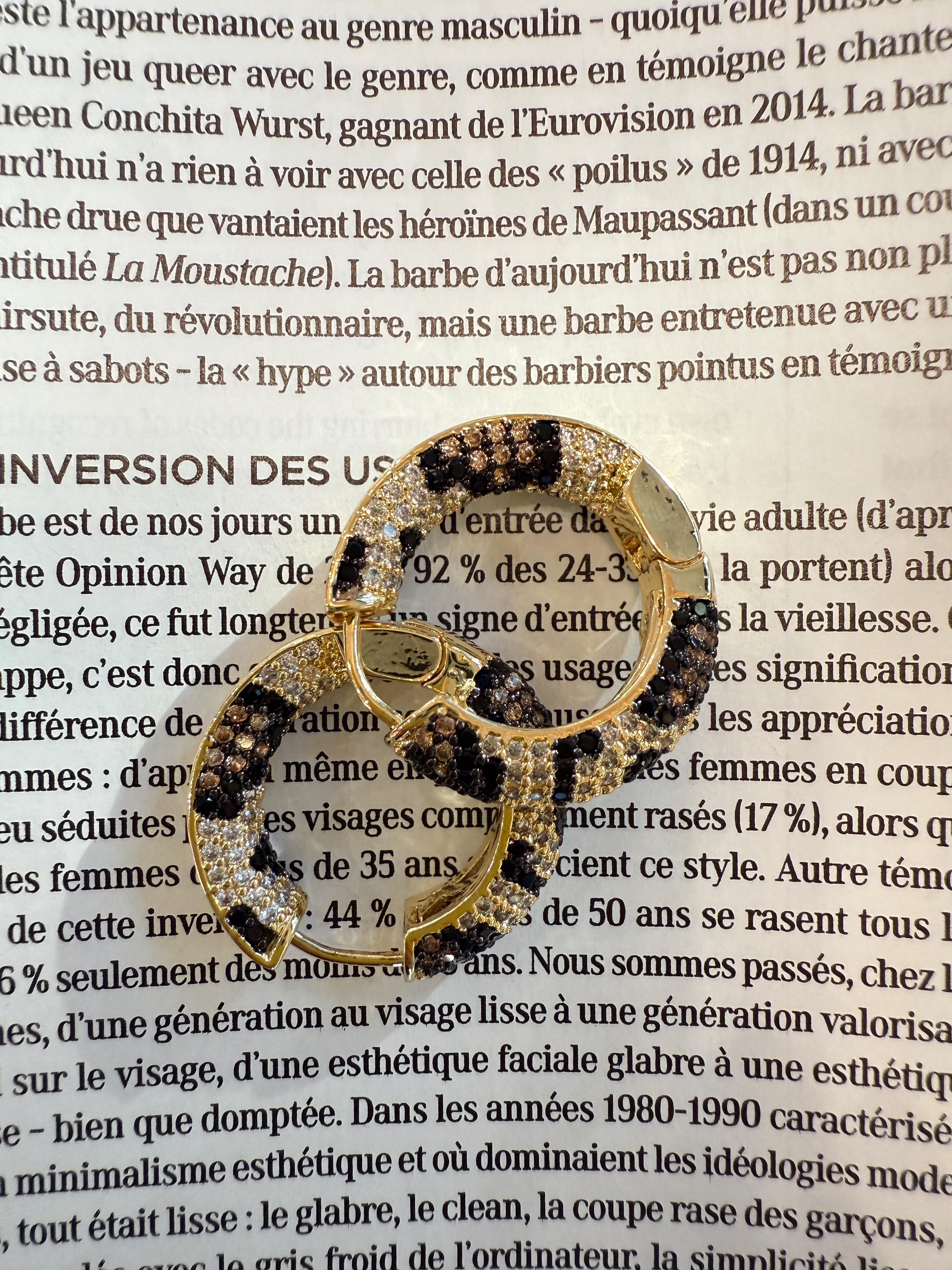 Leopar Desen Taşlı Küpe Gold