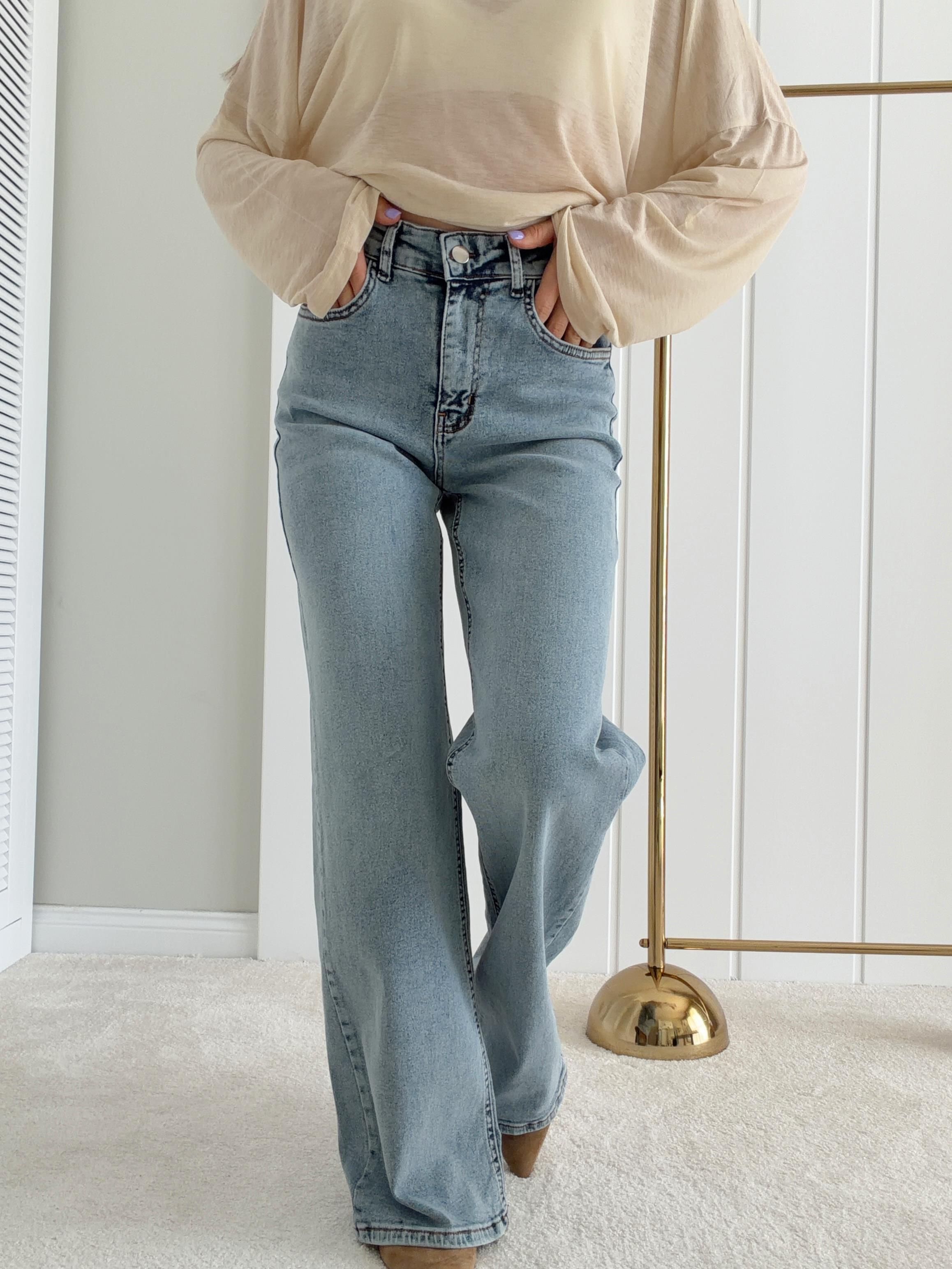 Örgü Bandana Detaylı Denim Pantolon 