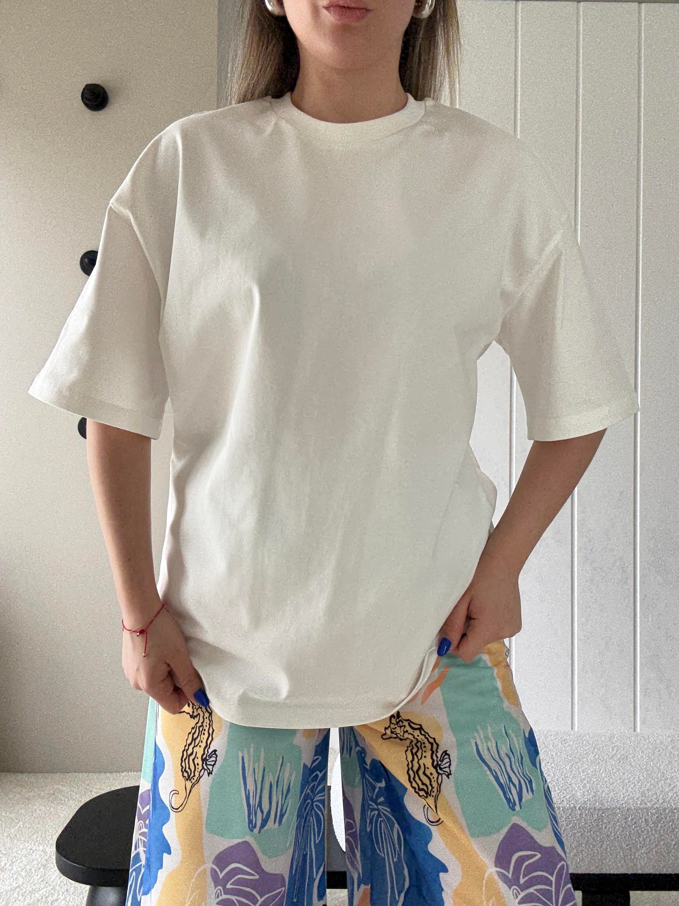Oversize Basic T-shirt Beyaz 