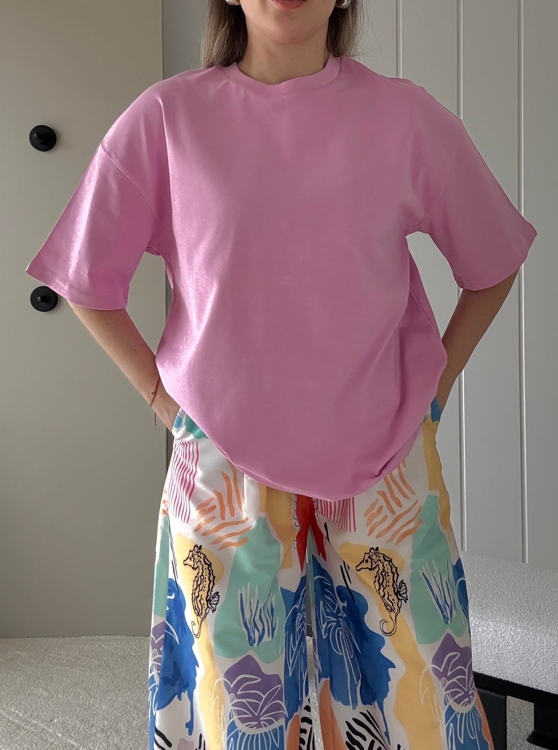 Oversize Basic T-shirt Pembe