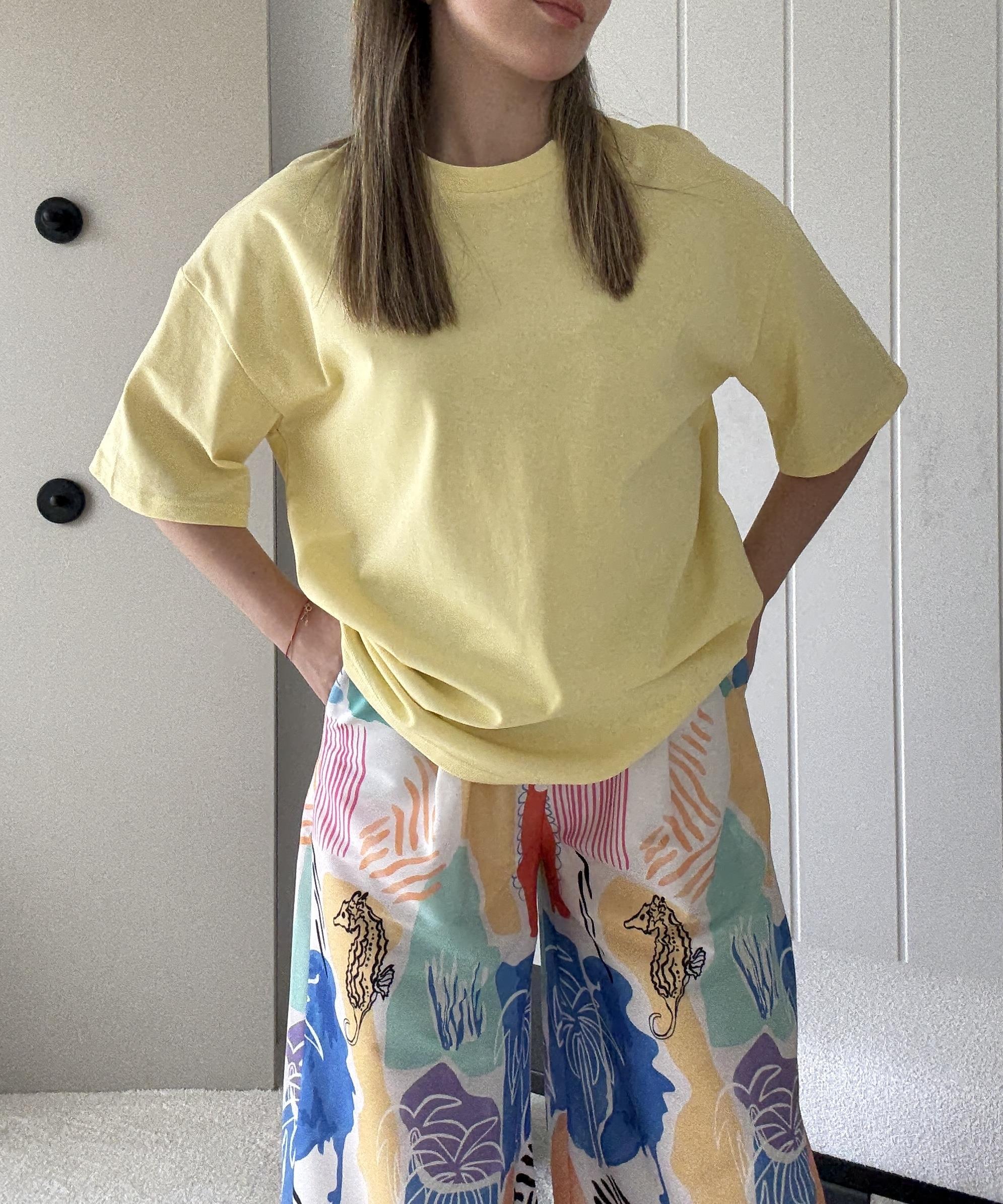 Oversize Basic T-shirt Sarı