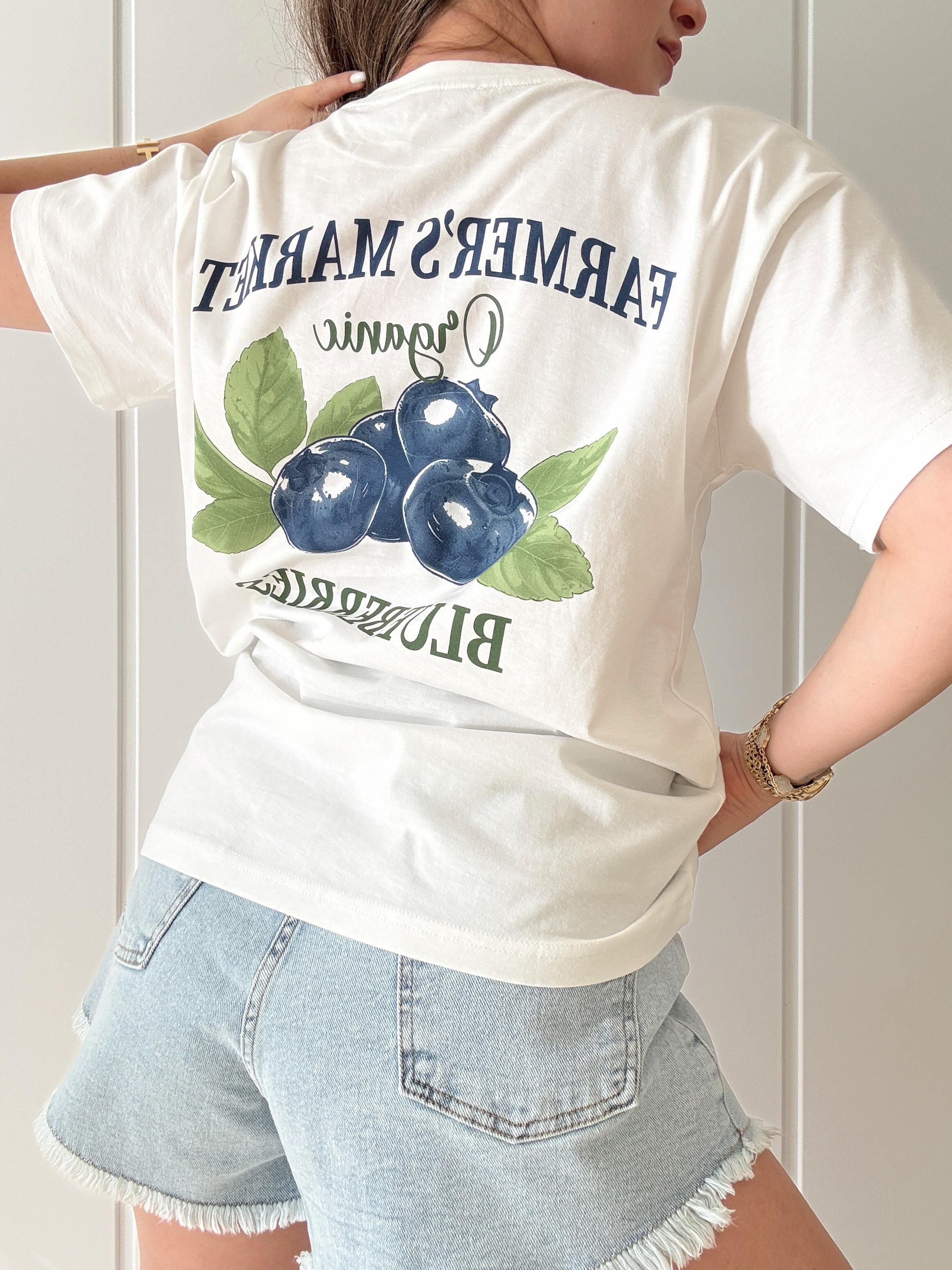 Oversize Baskılı Tshirt Blueberries