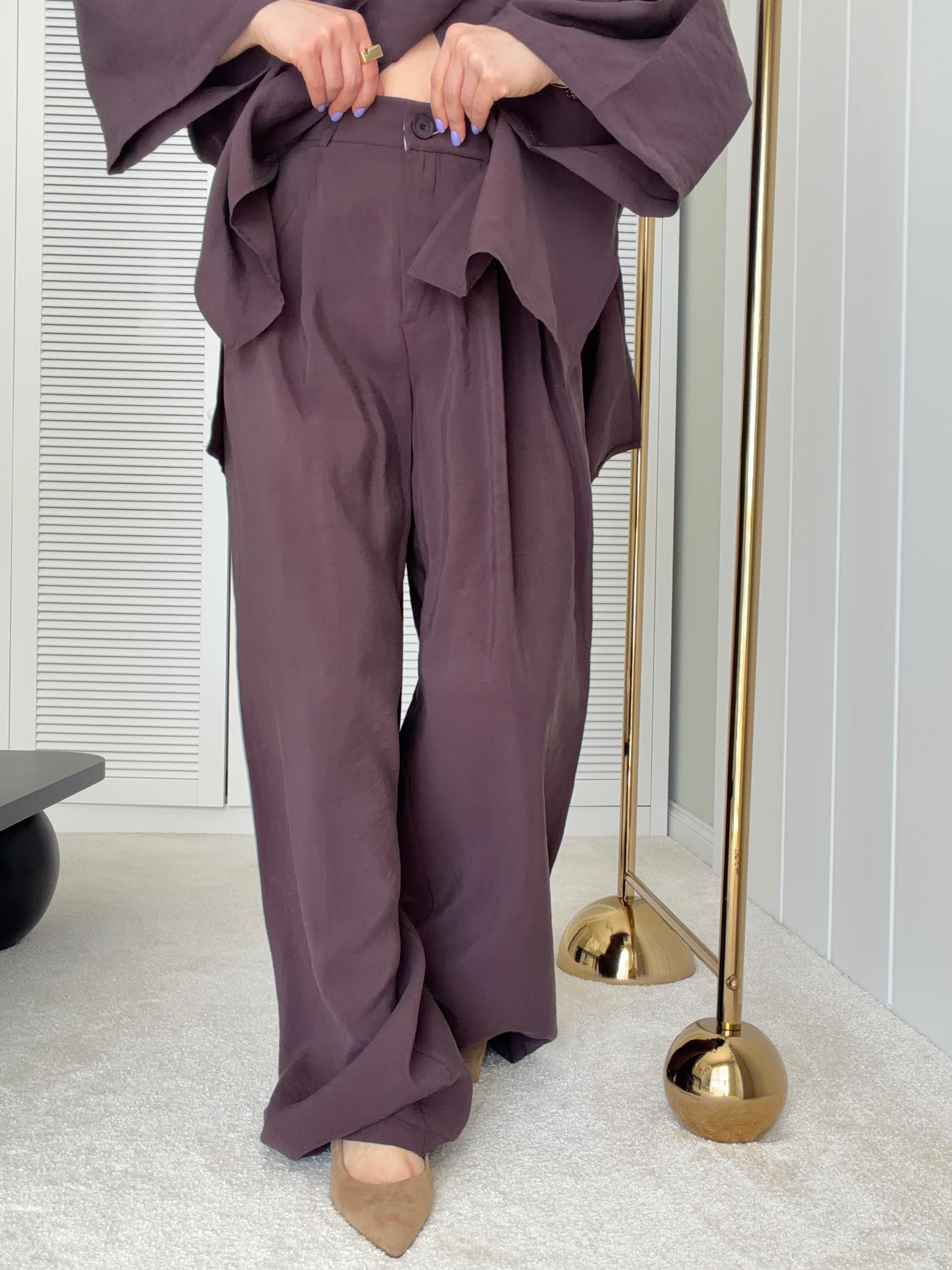 Oversize Gömlek ve Rahat Kalıp Dökümlü Pantolon Bordo