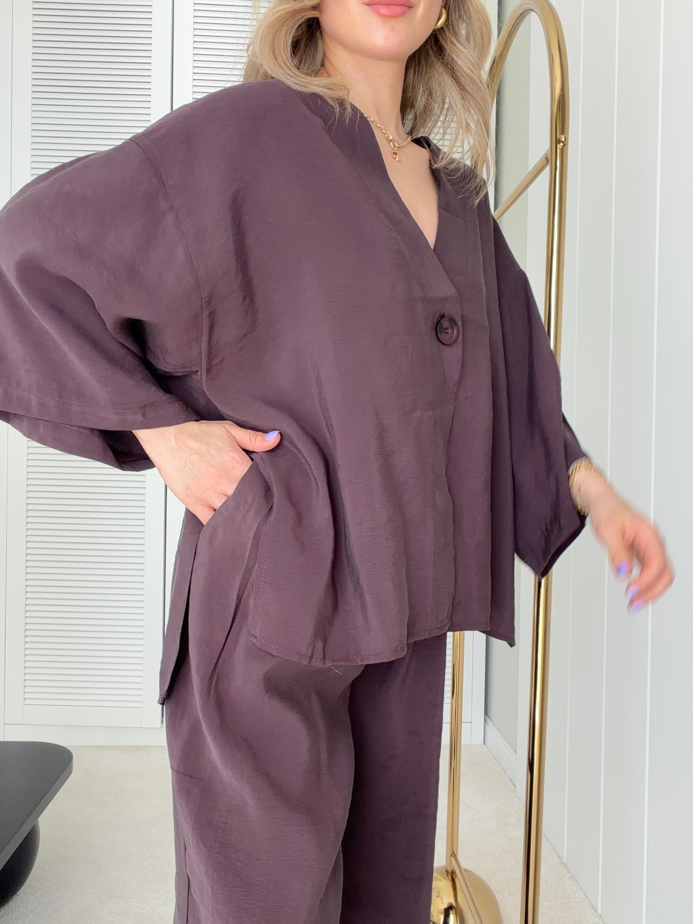 Oversize Gömlek ve Rahat Kalıp Dökümlü Pantolon Bordo