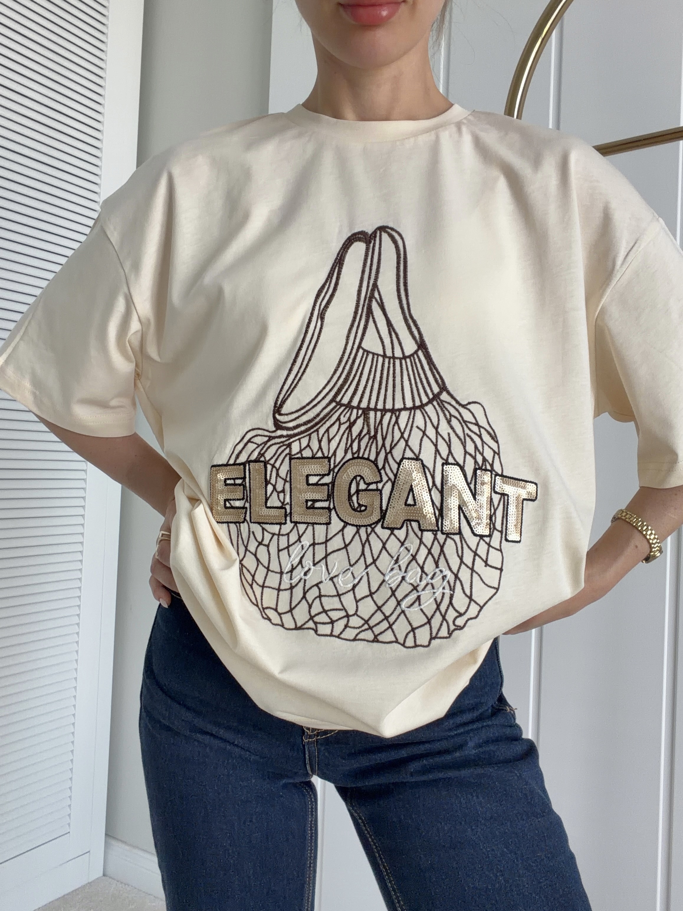 Oversize Tshirt Krem ELEGANT