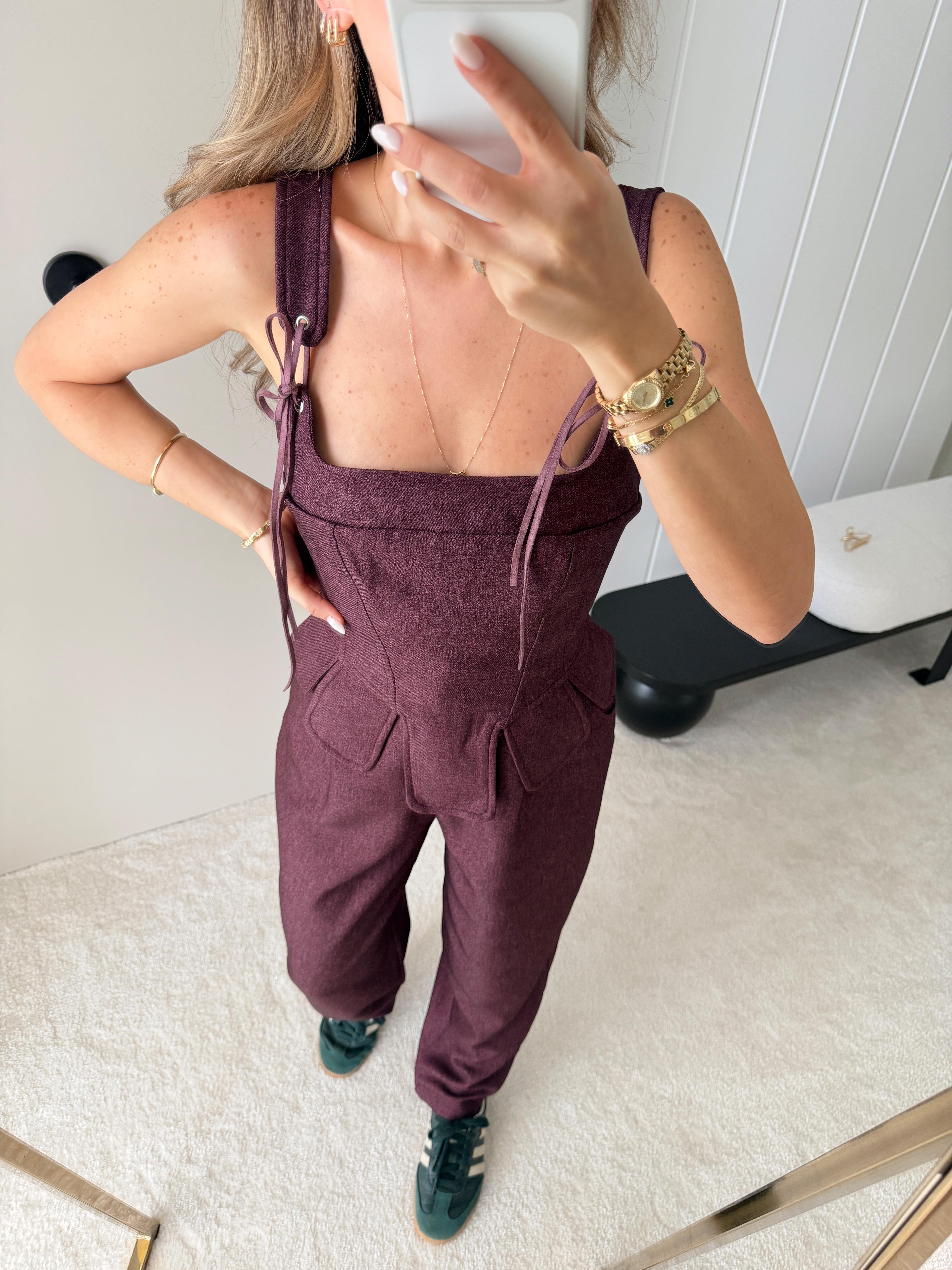 Tasarım İp Bluz ve Havuç Model Pantolon Bordo
