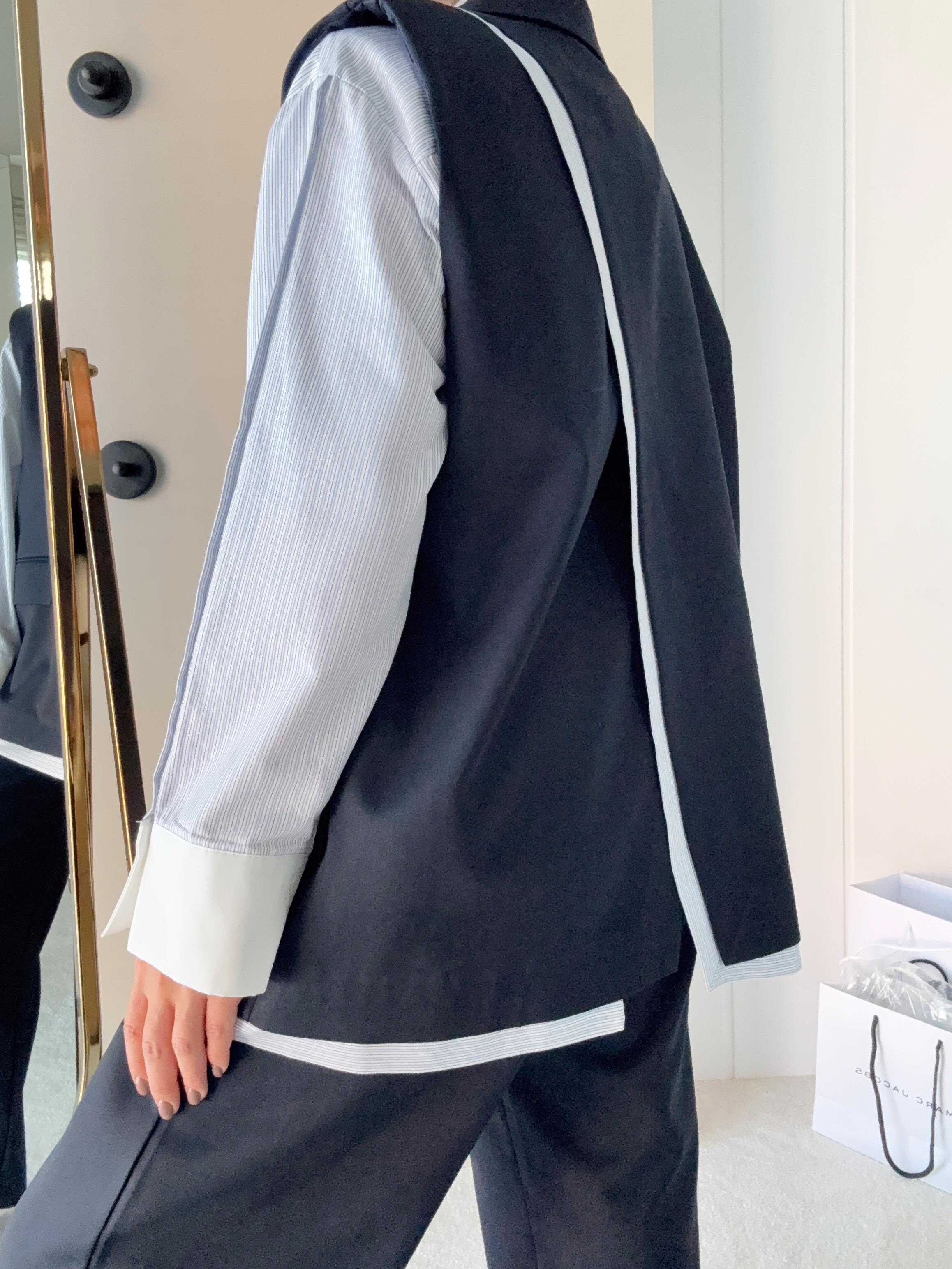 Tasarım Kesim Oversize Yelek Lacivert