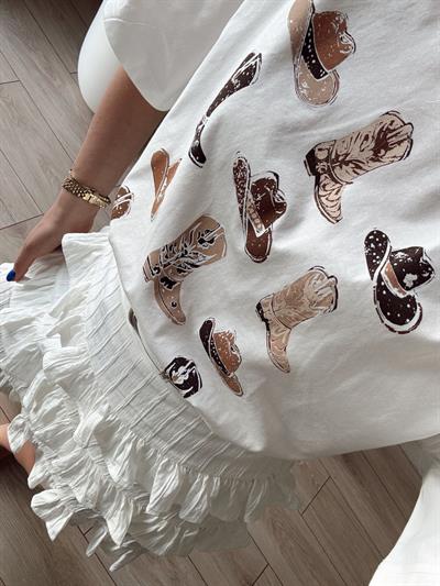 Baskı Detaylı T-shirt Ekru