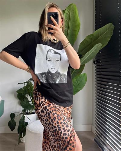 Baskılı Oversize T-shirt Siyah