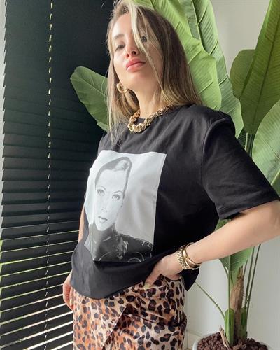 Baskılı Oversize T-shirt Siyah