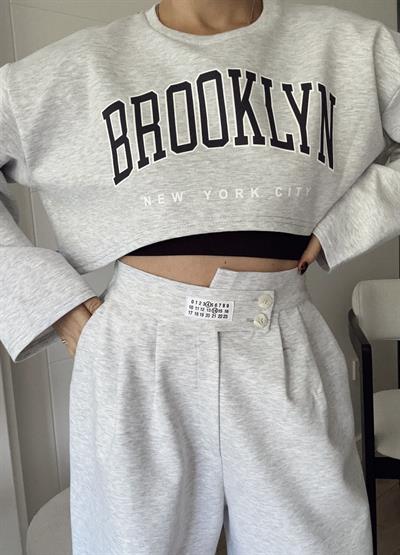 Brooklyn Crop Rahat Kalıp Esofman Takım Gri