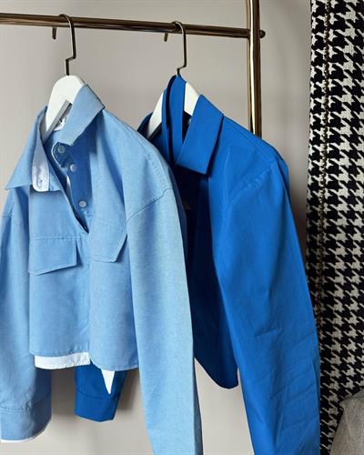 Crop Oxford Gömlek Blue Baby
