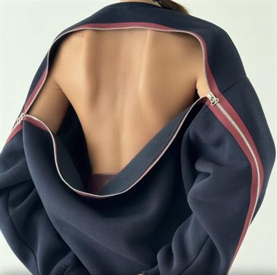 Fermuar Detaylı Tasarım Sweatshirt Lacivert