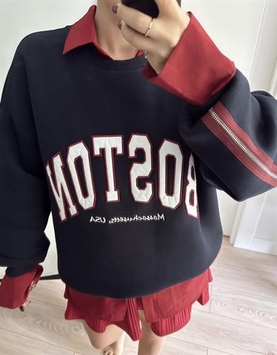 Fermuar Detaylı Tasarım Sweatshirt Lacivert