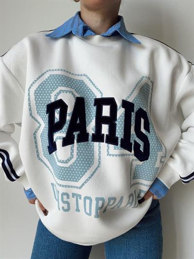 Gömlek Macht Baskılı Oversize Sweatshirt Ekru
