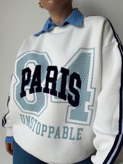 Gömlek Macht Baskılı Oversize Sweatshirt Ekru