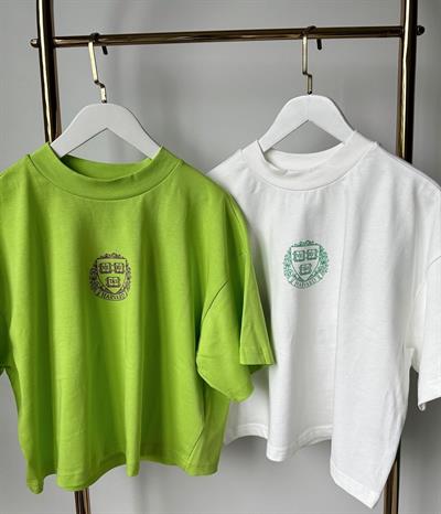 Harvard Baskı T-shirt Yeşil / Beyaz