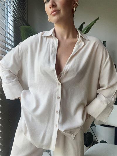 Oversize Gömlek Ekru