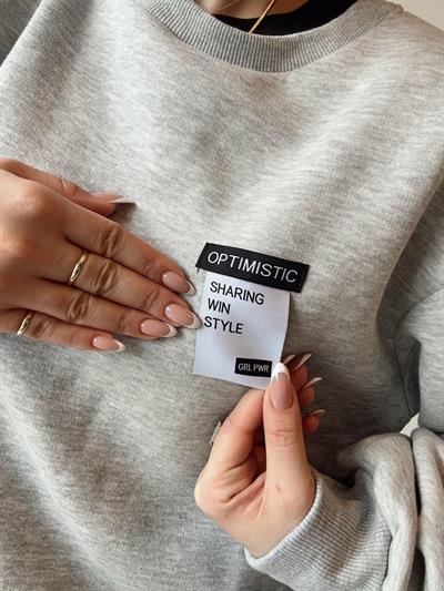 Sloganlı Fermuar Detaylı Sweatshirt