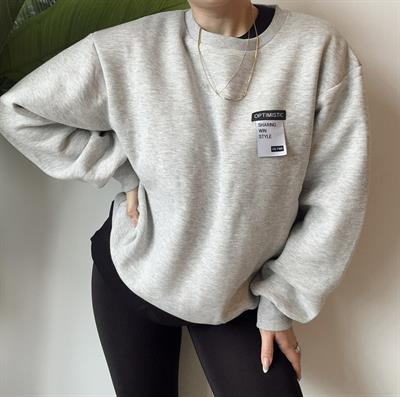 Sloganlı Fermuar Detaylı Sweatshirt