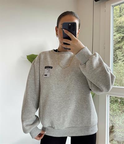Sloganlı Fermuar Detaylı Sweatshirt