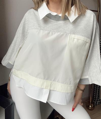 Teknik Kumaş ve Poplin Mix Sweat