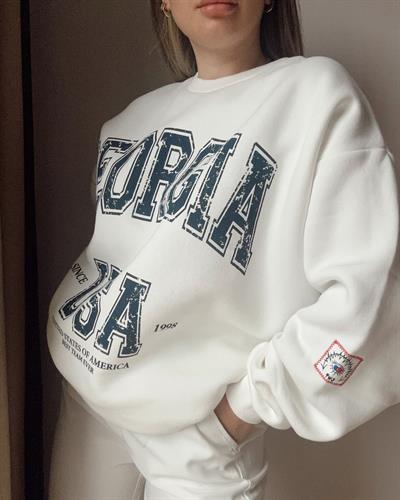 USA Baskılı Sweatshirt Oversize