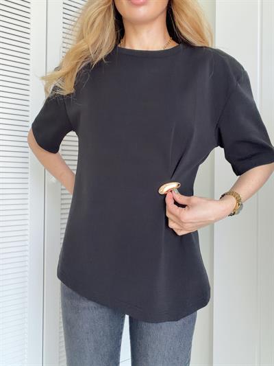 Aksesuar Detaylı Kısa Kollu Tshirt Siyah