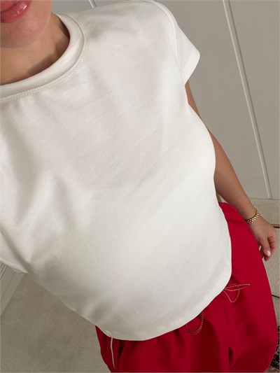 Basic Pamuklu Crop T-shirt Ekru / Kahve / Kırmızı / Siyah