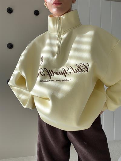 Baskı Detaylı Sweatshirt Oversize Sarı